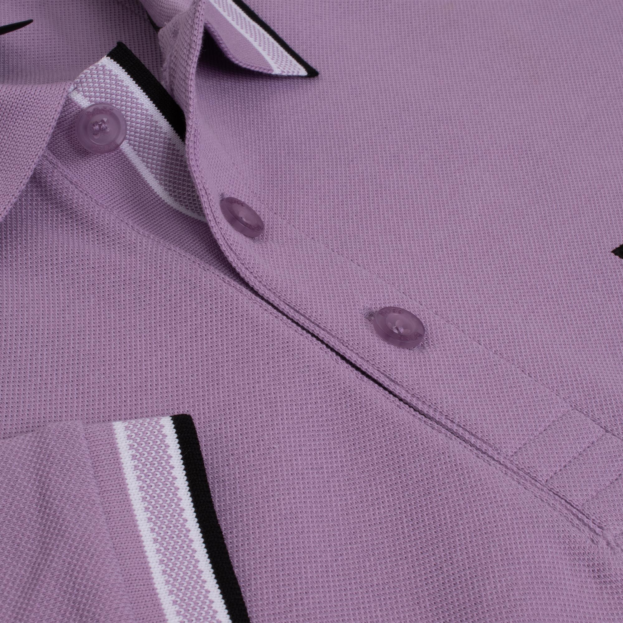 Boss Paddy Cotton Pique Mens Polo Shirt Light Pastel Purple