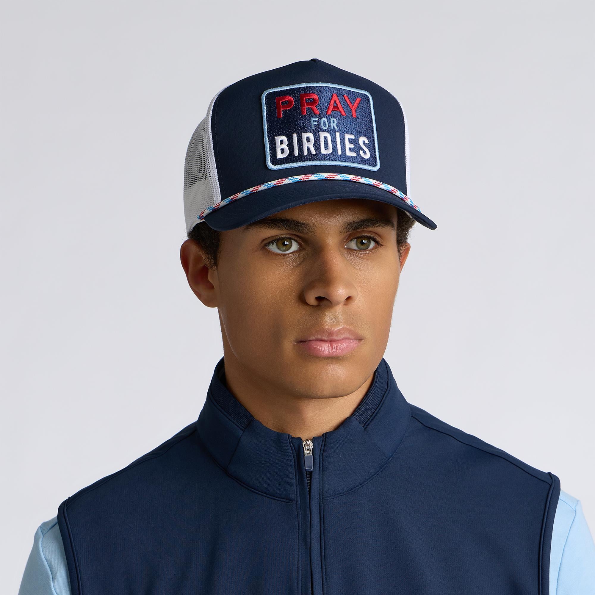 G/FORE Pray For Birdies Retro Mid Trucker Cap Twilight