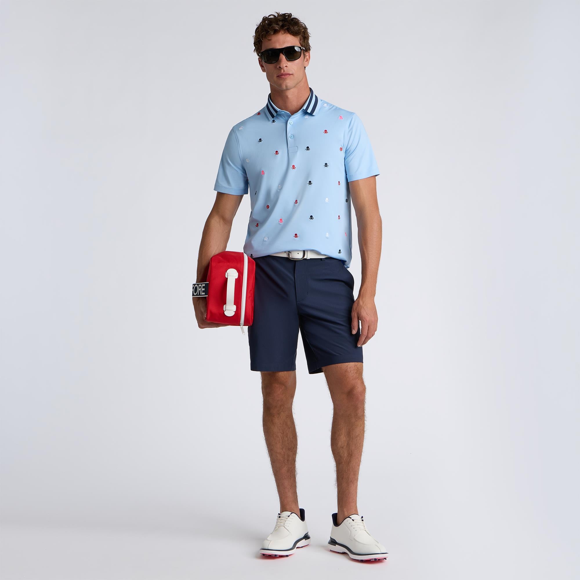 G/FORE Embroidered Tech Jersey Mens Golf Polo Shirt Baja