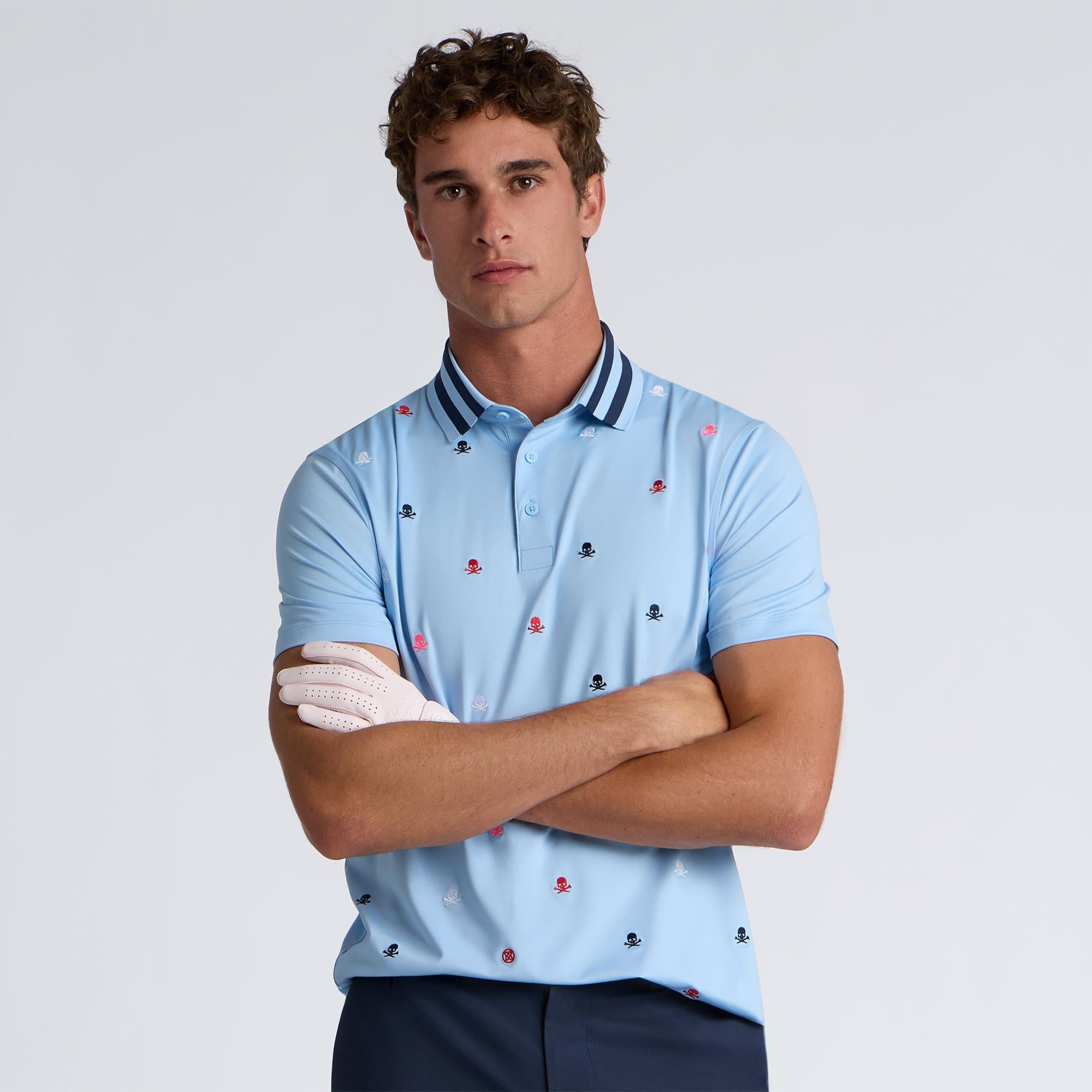 G/FORE Embroidered Tech Jersey Mens Golf Polo Shirt Baja
