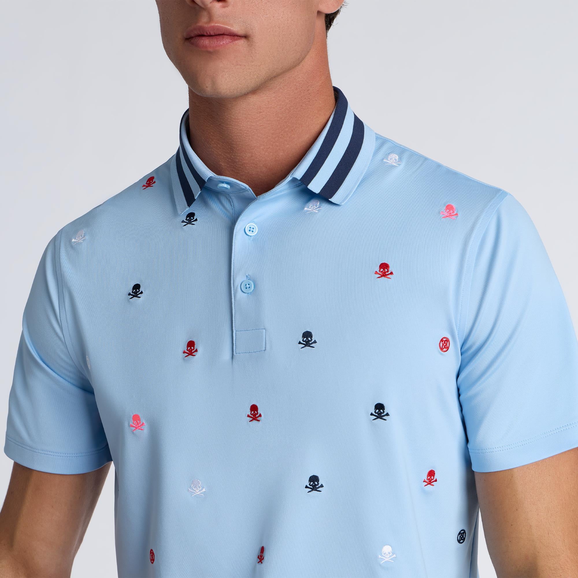 G/FORE Embroidered Tech Jersey Mens Golf Polo Shirt Baja