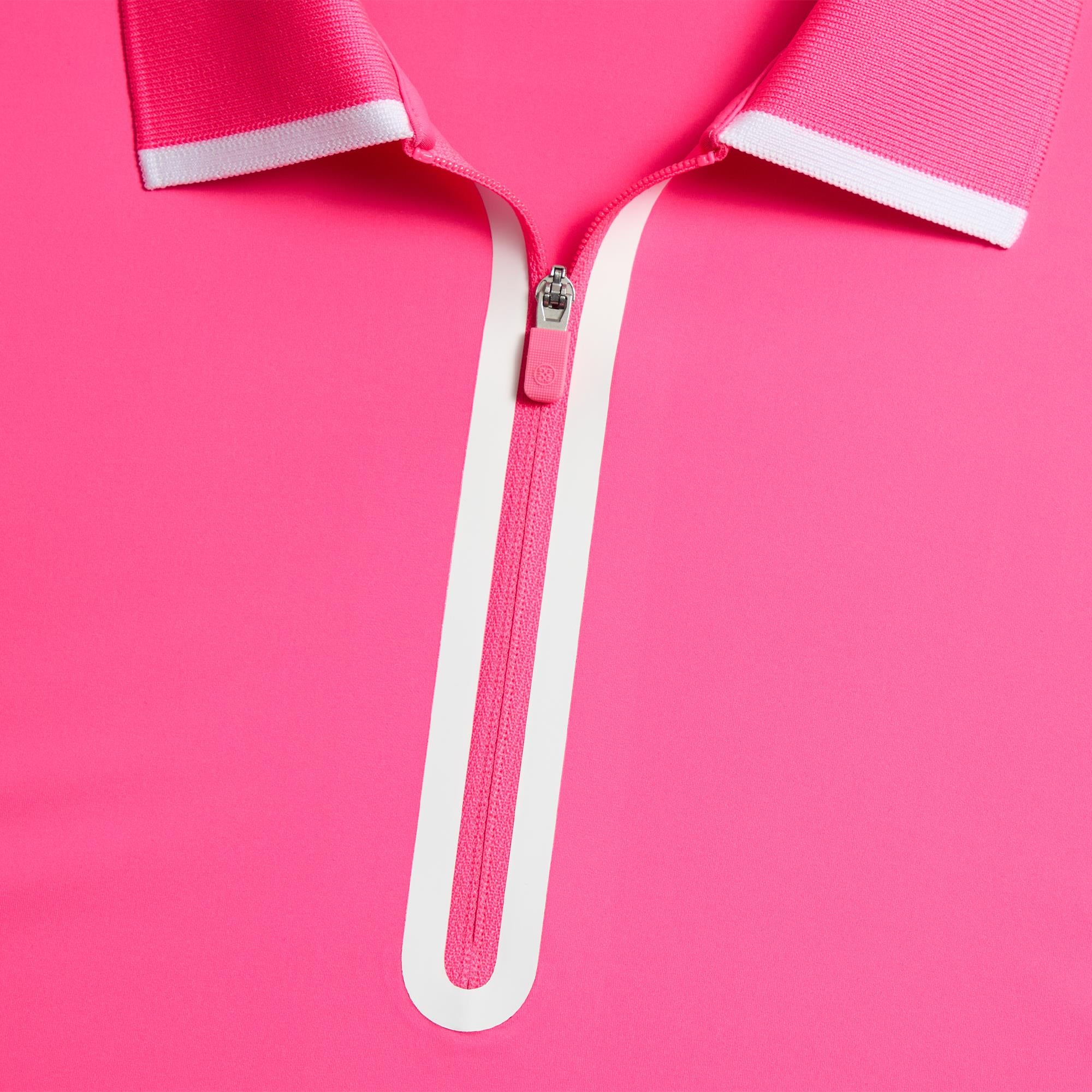 G/FORE Silky Tech Nylon Zip Ladies Long Sleeve Polo Shirt Knockout Pink