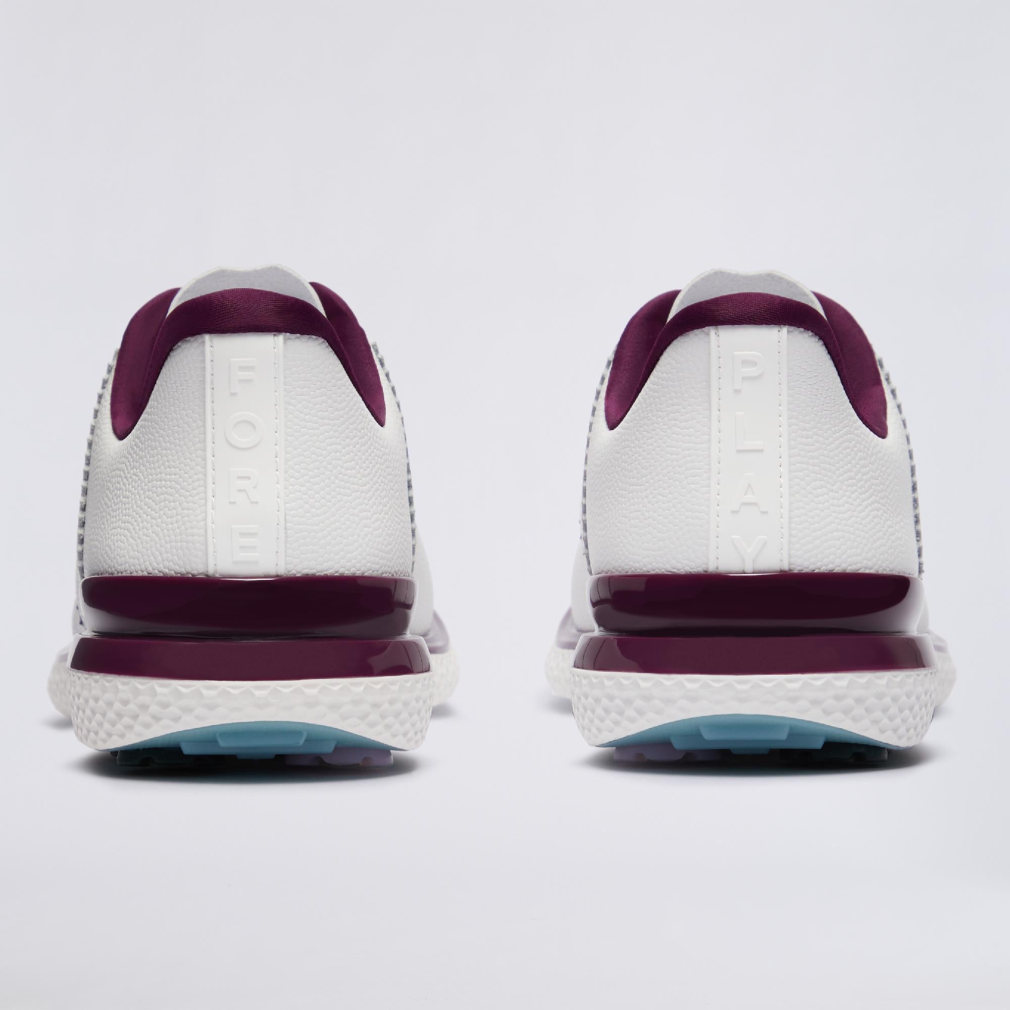 G/FORE Gallivan2r Saddle Stripe Kiltie Ladies Golf Shoes Snow/Dark Plum