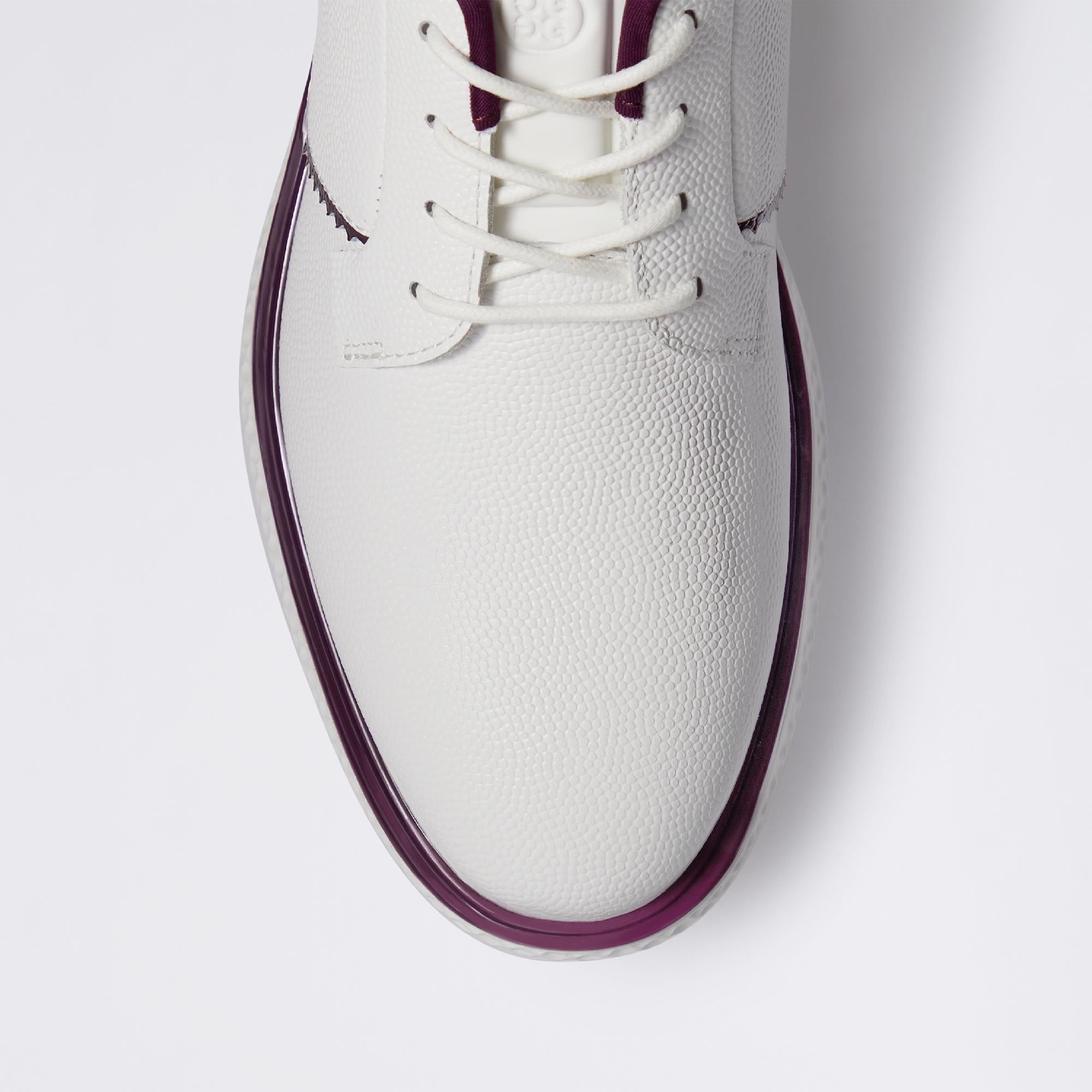 G/FORE Gallivan2r Saddle Stripe Kiltie Ladies Golf Shoes Snow/Dark Plum