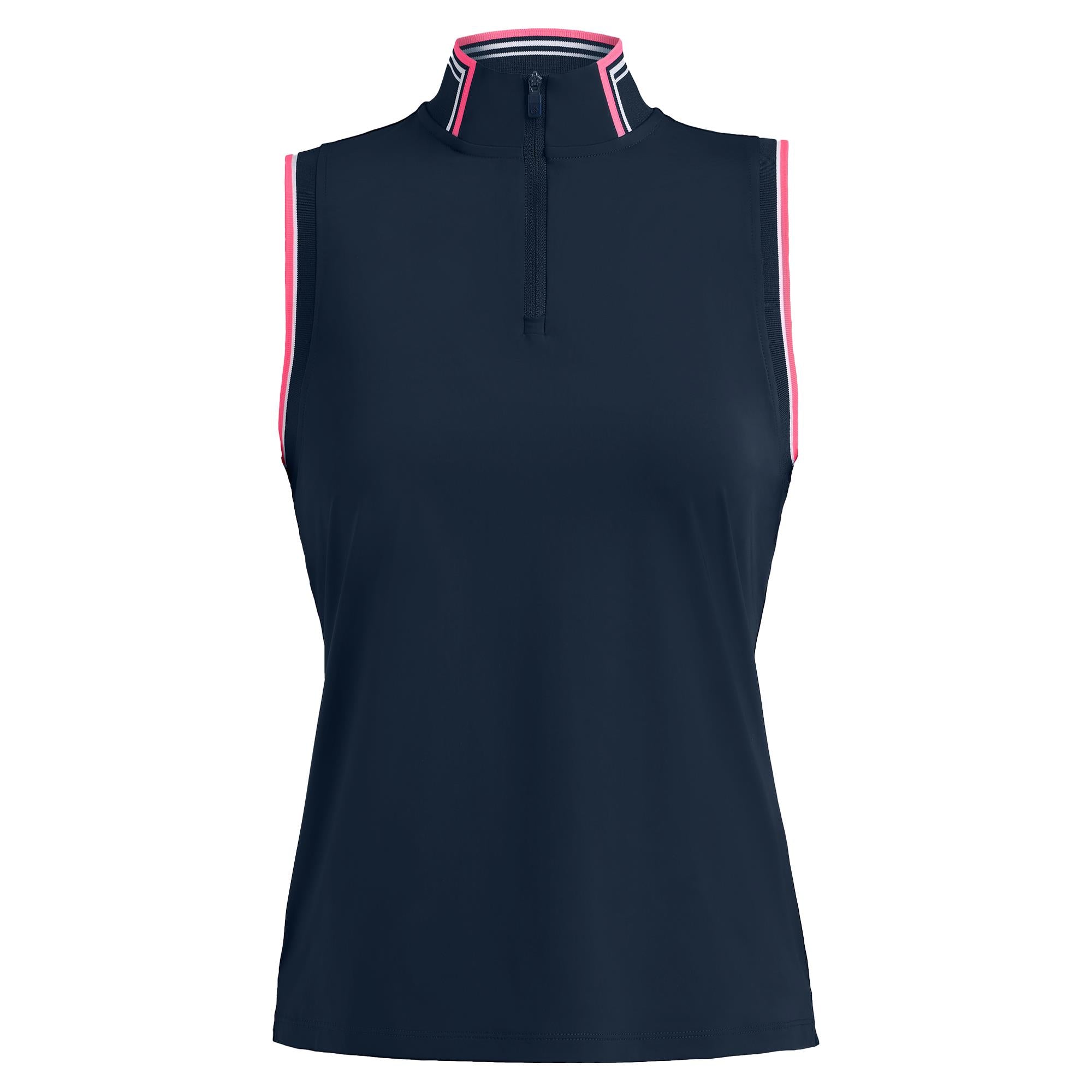 G/FORE Silky Tech Nylon Mock Neck 1/4 Zip Ladies Sleeveless Polo Shirt Twilight