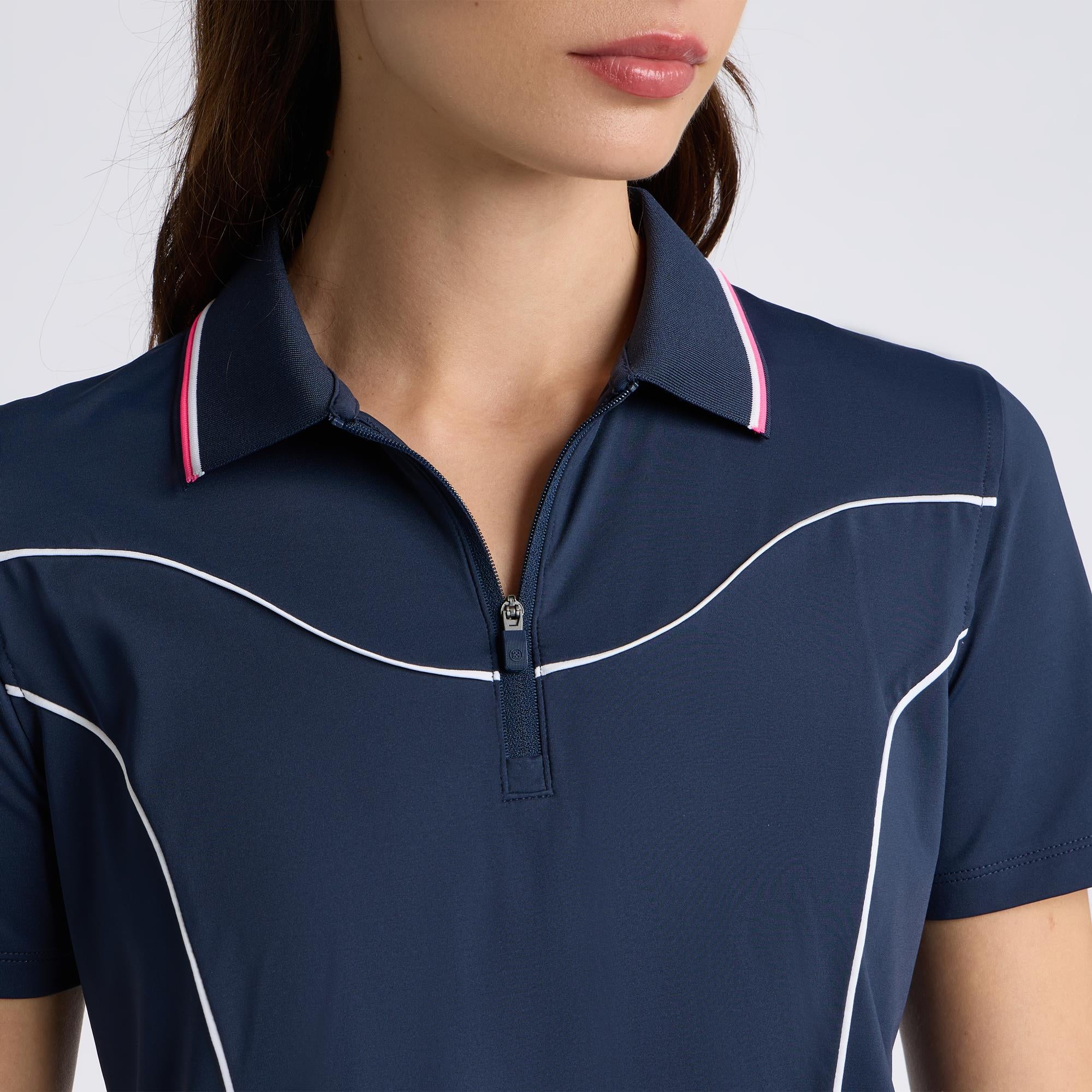 G/FORE Stretch Nylon Interlock Contour 1/4 Zip Ladies Golf Polo Shirt Twilight