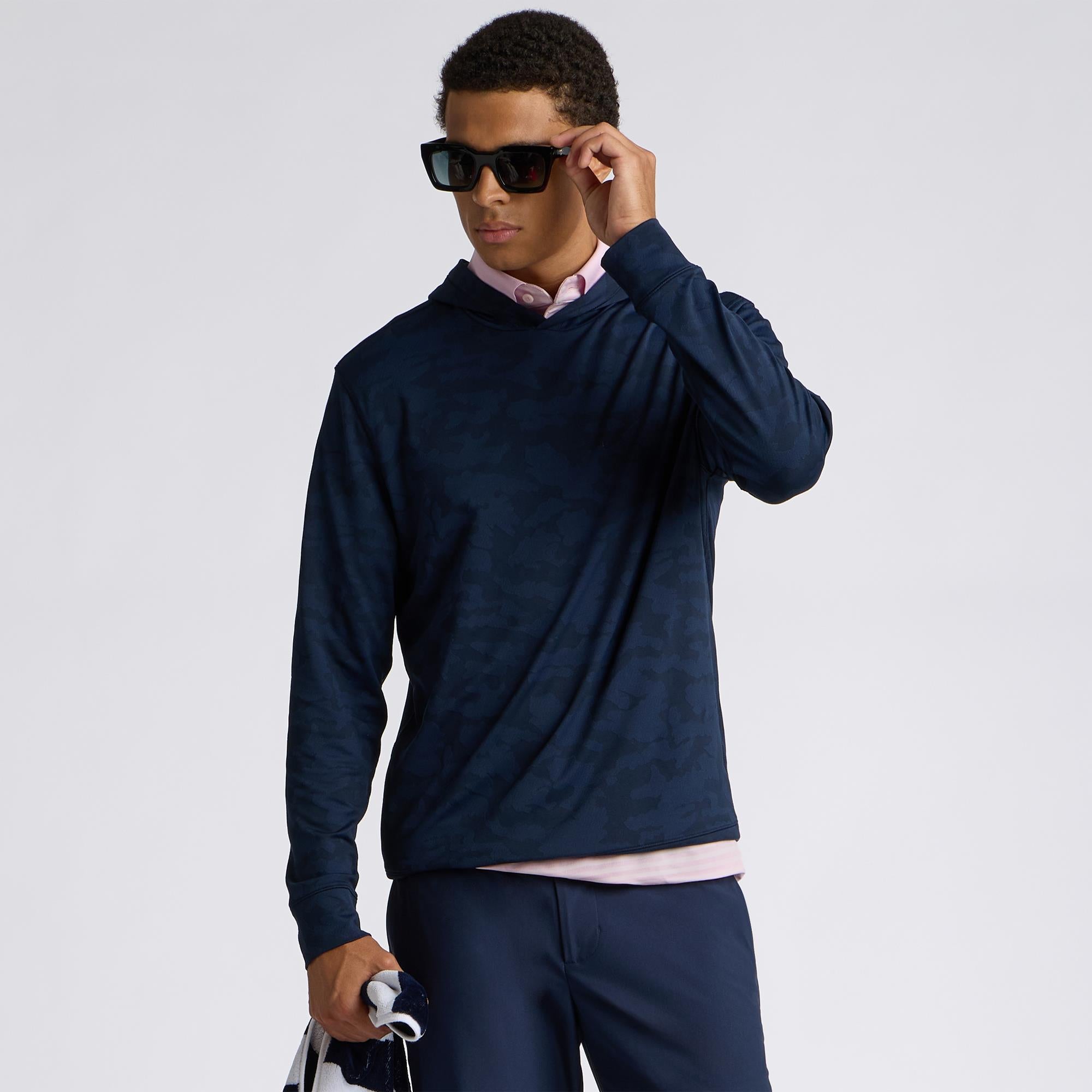 G/FORE Camo Jaquard Jersey Mens Golf Hoodie Twilight