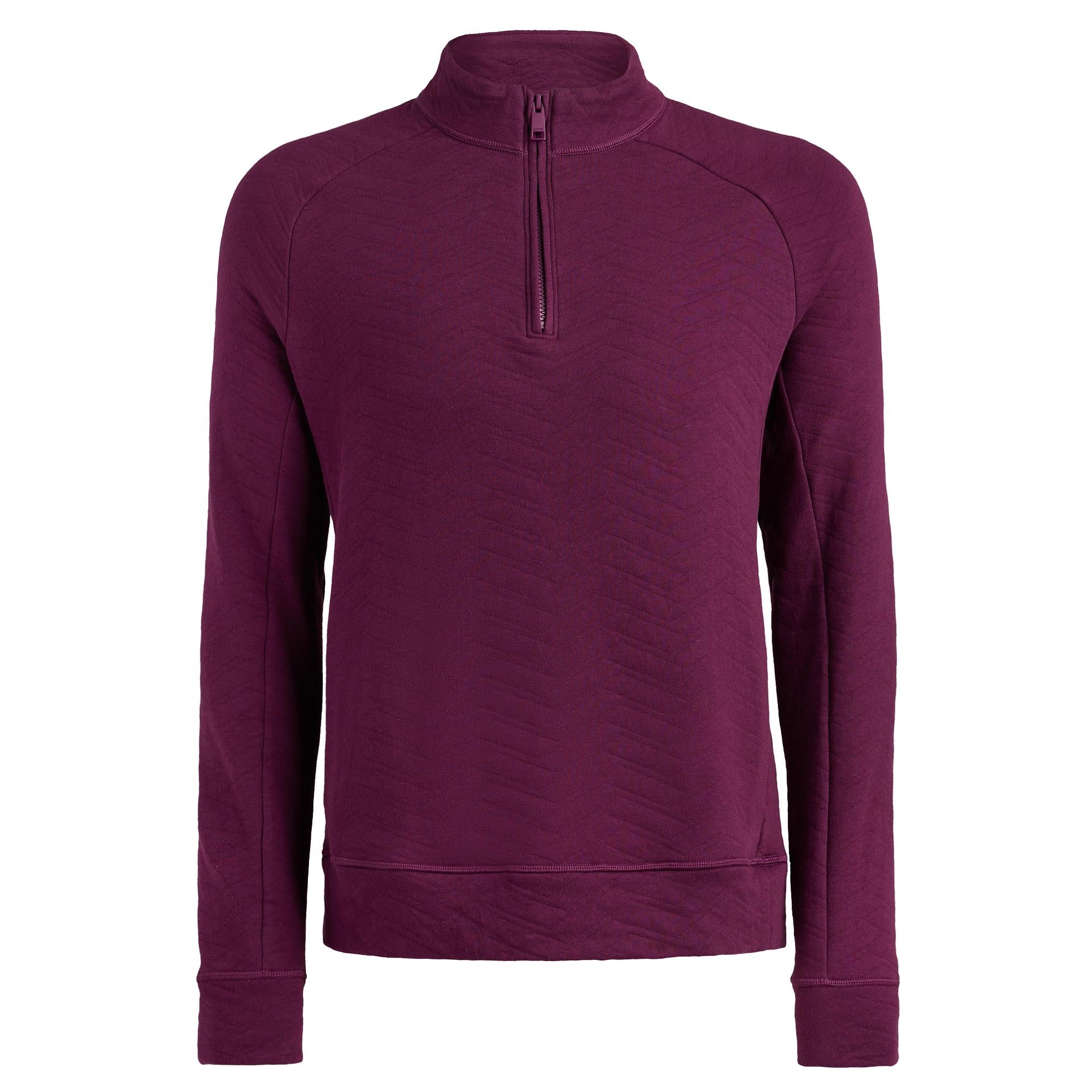 G/FORE Dunes Cotton Quilted 1/4 Zip Mens Golf Pullover Dark Plum