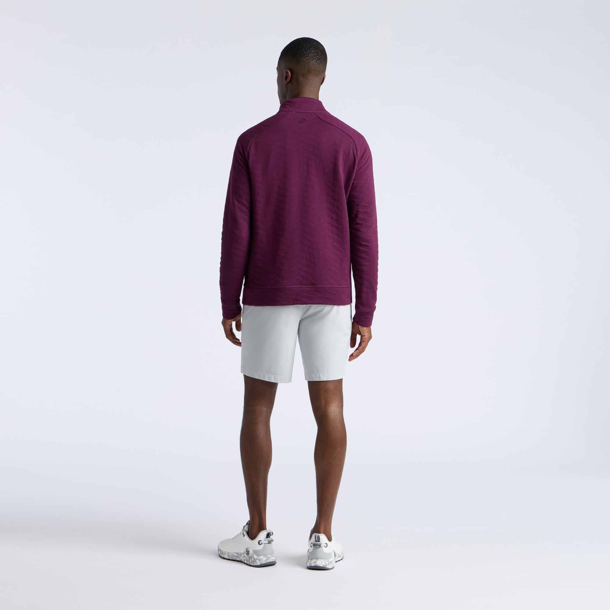 G/FORE Dunes Cotton Quilted 1/4 Zip Mens Golf Pullover Dark Plum