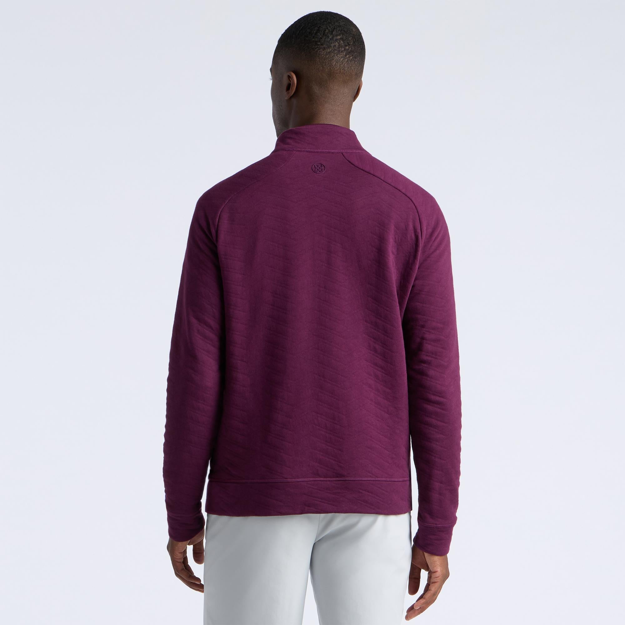 G/FORE Dunes Cotton Quilted 1/4 Zip Mens Golf Pullover Dark Plum