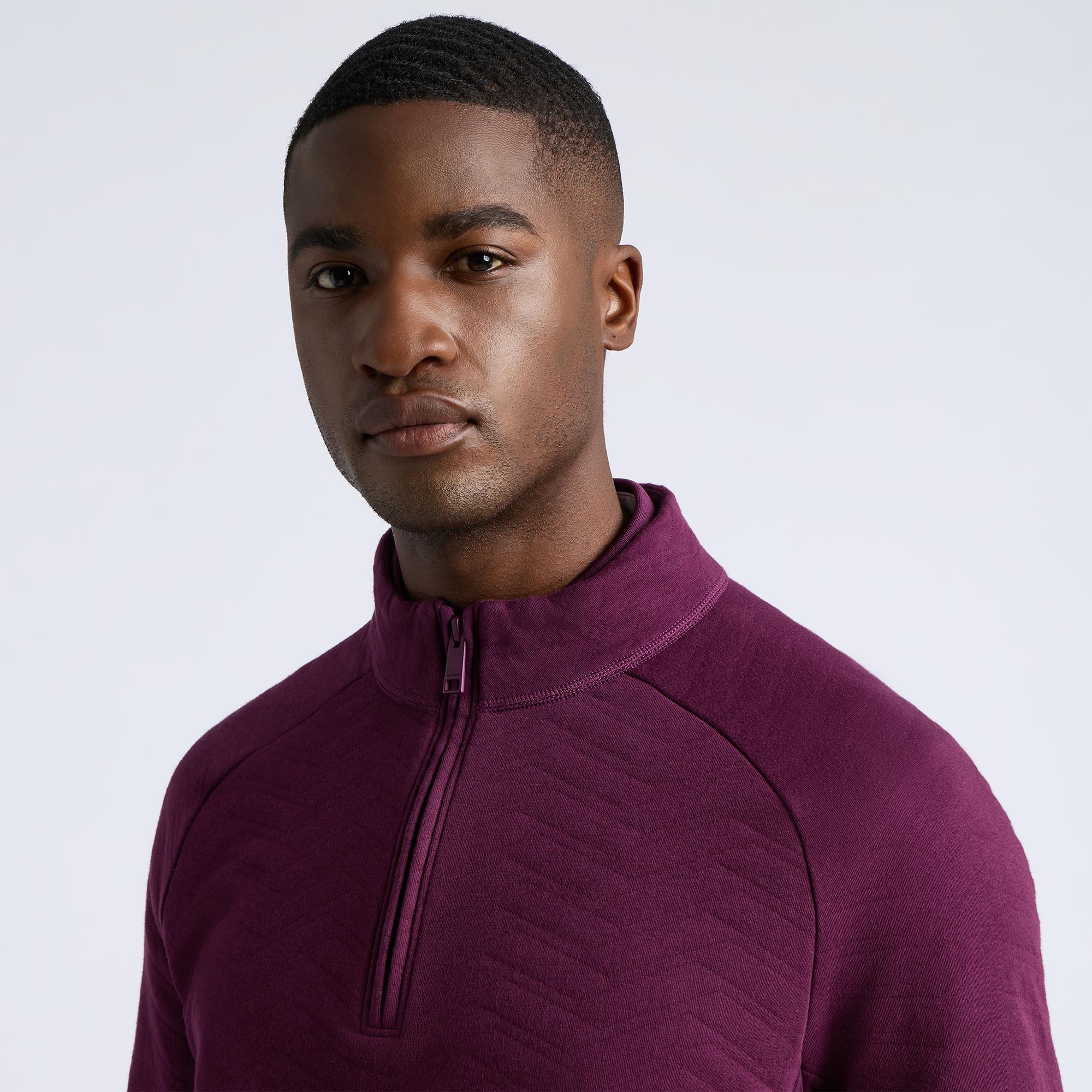 G/FORE Dunes Cotton Quilted 1/4 Zip Mens Golf Pullover Dark Plum