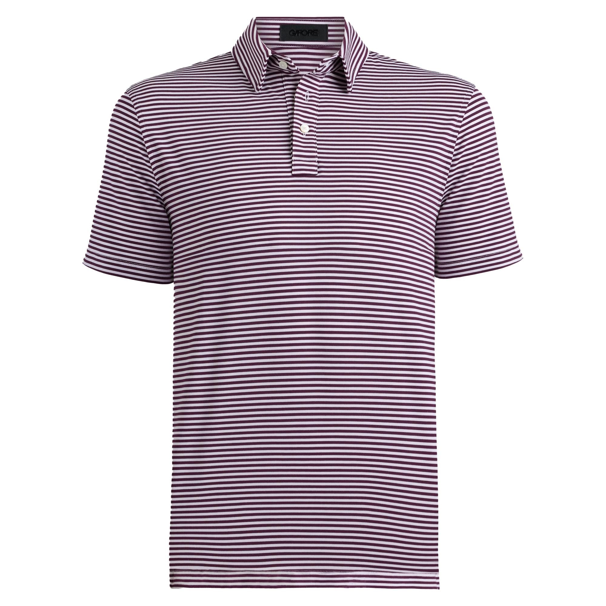 G/FORE All Play Stripe Stretch Knit Mens Golf Polo Shirt Dark Plum