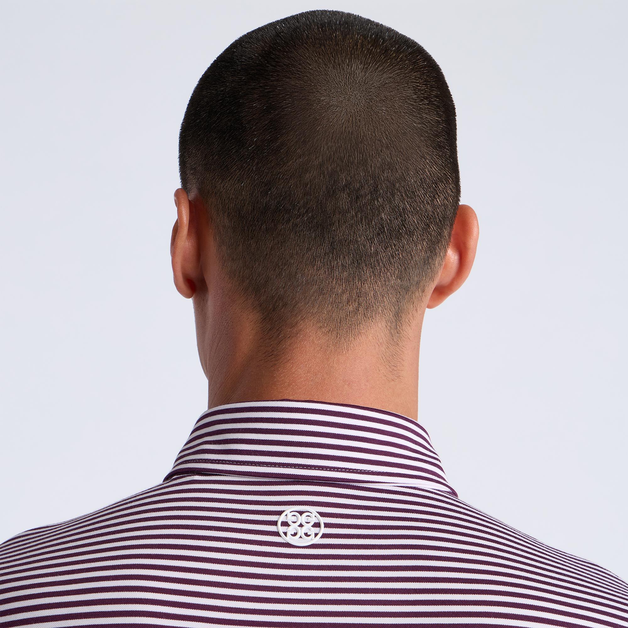 G/FORE All Play Stripe Stretch Knit Mens Golf Polo Shirt Dark Plum