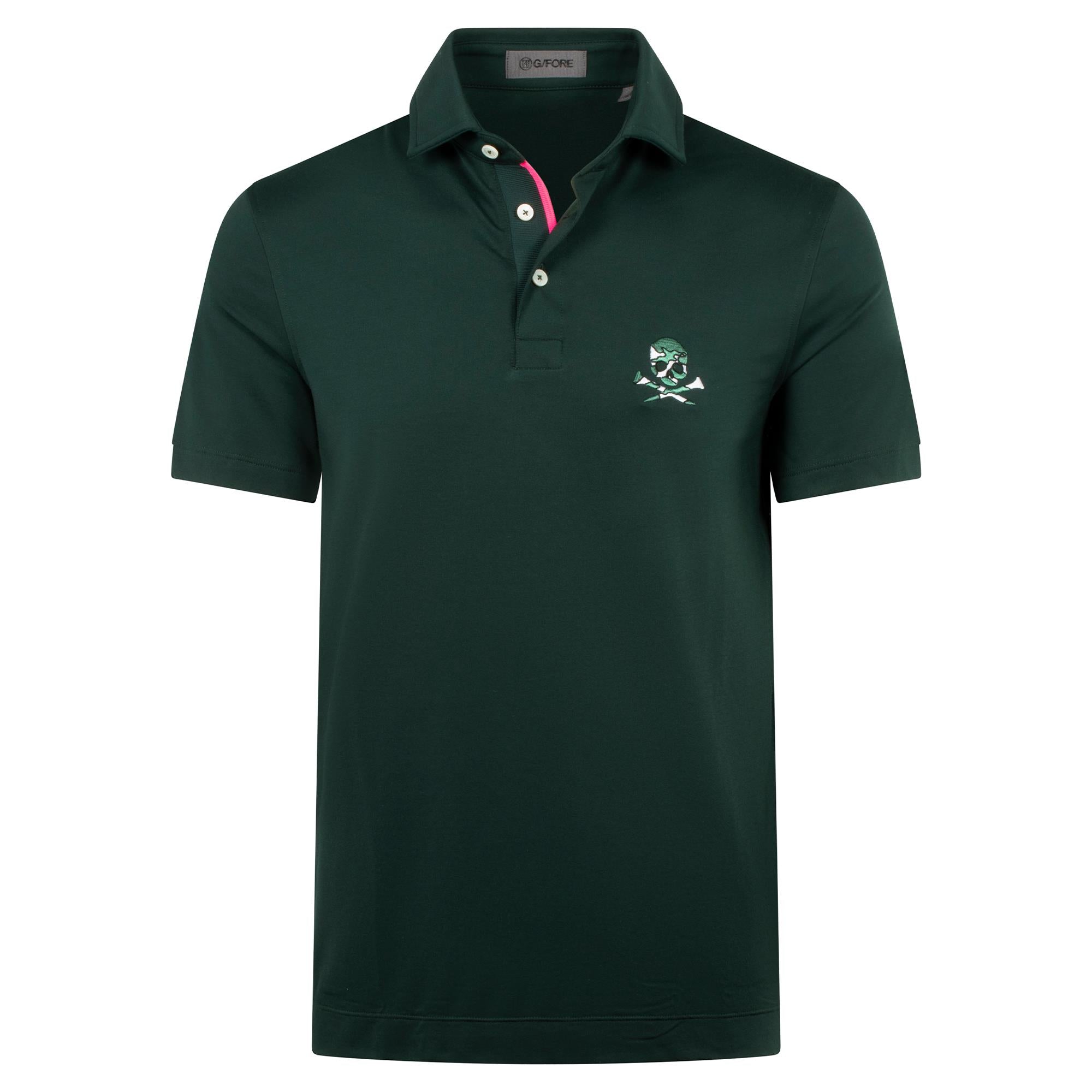 G/FORE All Play Camo Skull & T's Stretch Knit Mens Golf Polo Shirt Pine