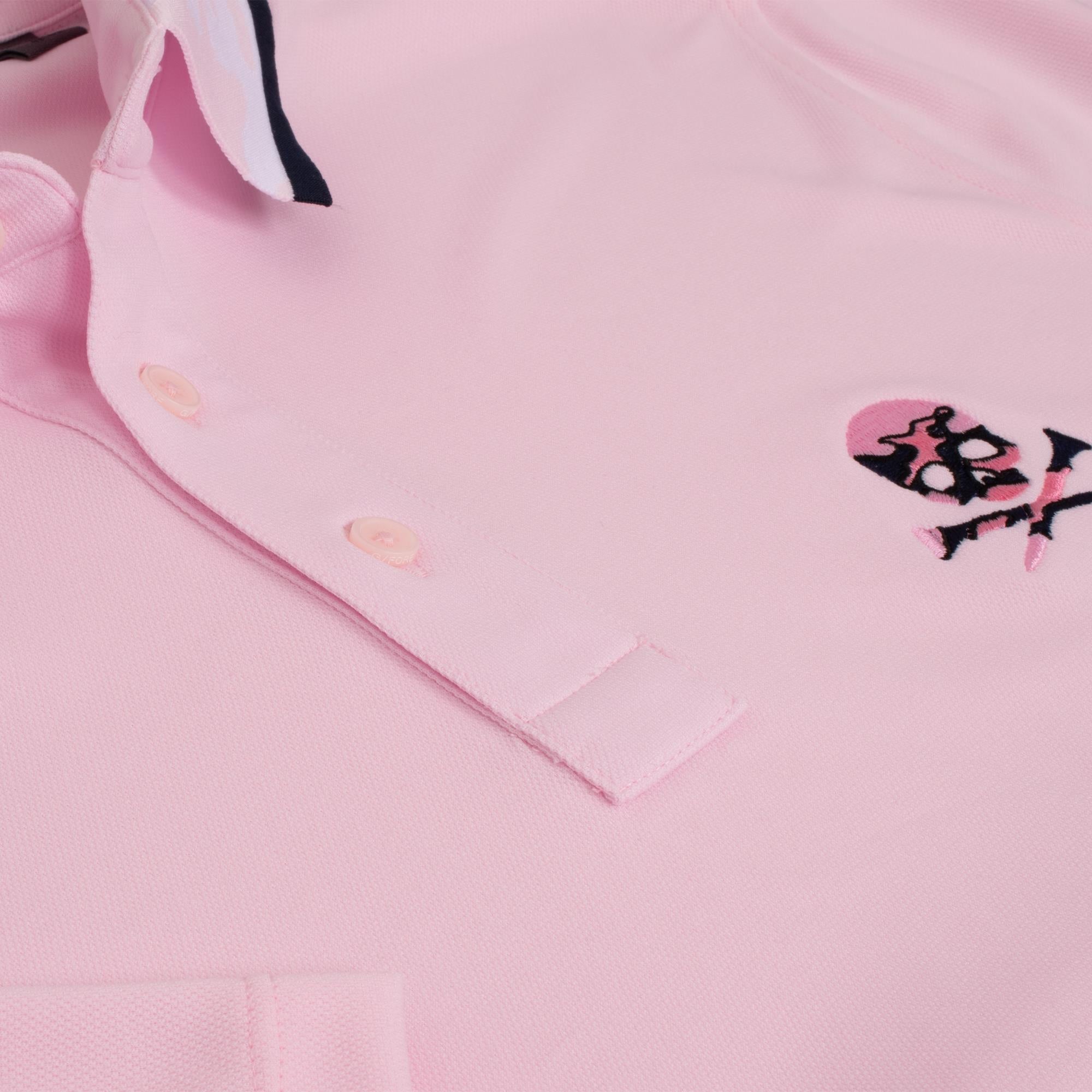 G/FORE Camo Skull & T's Camo Collar Performance Pique Mens Golf Polo Shirt Blush/Snow
