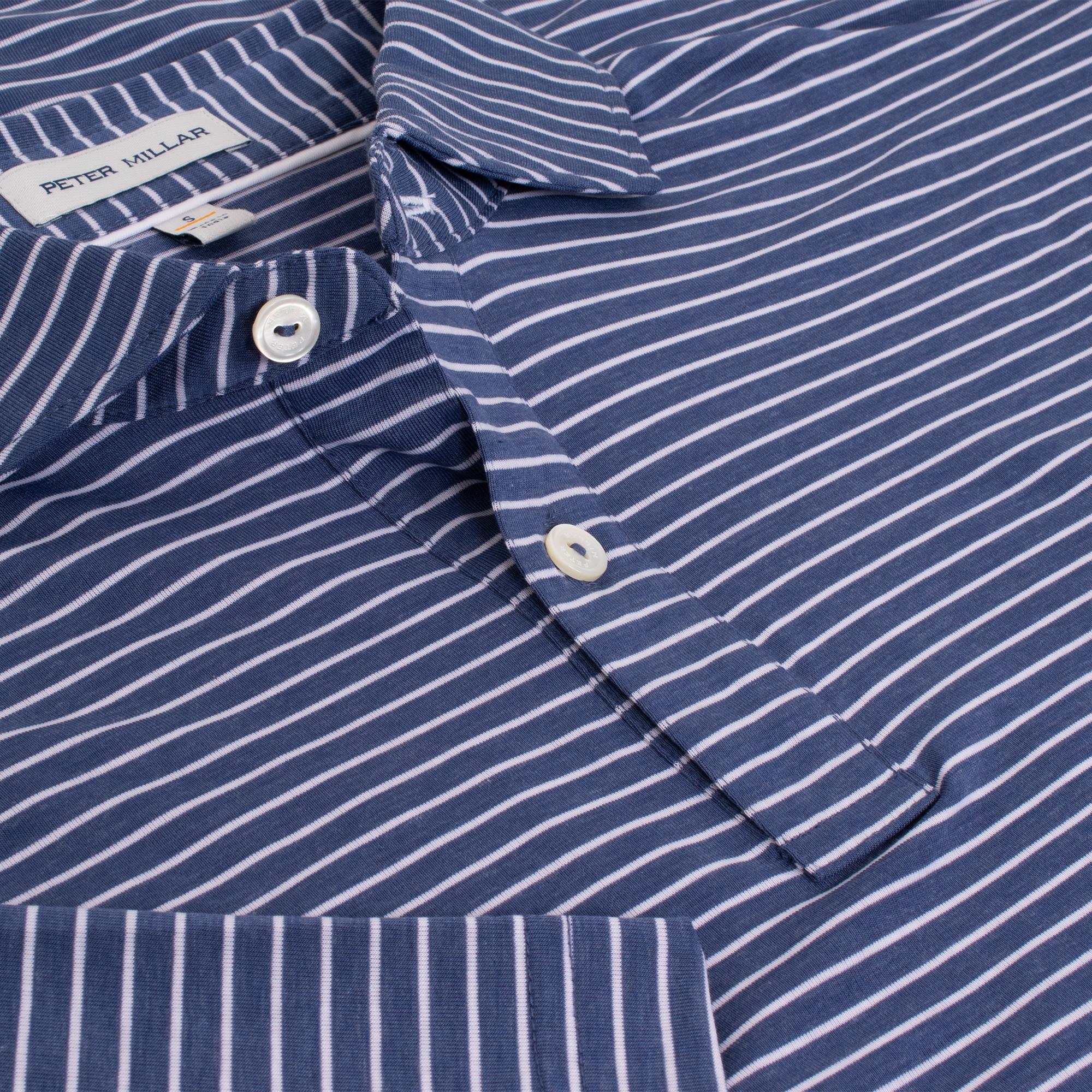 Peter Millar ETC Stripe Performance Jersey Mens Golf Polo Shirt Bali Blue