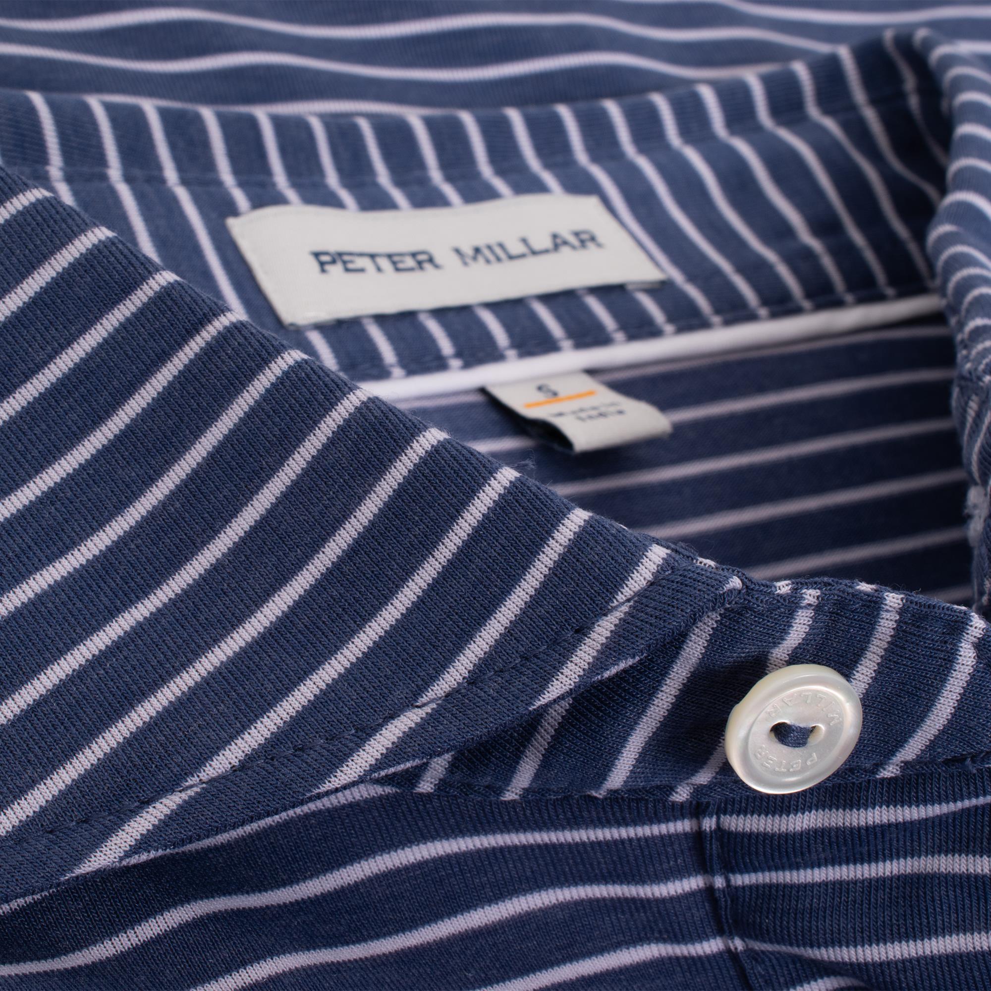 Peter Millar ETC Stripe Performance Jersey Mens Golf Polo Shirt Bali Blue