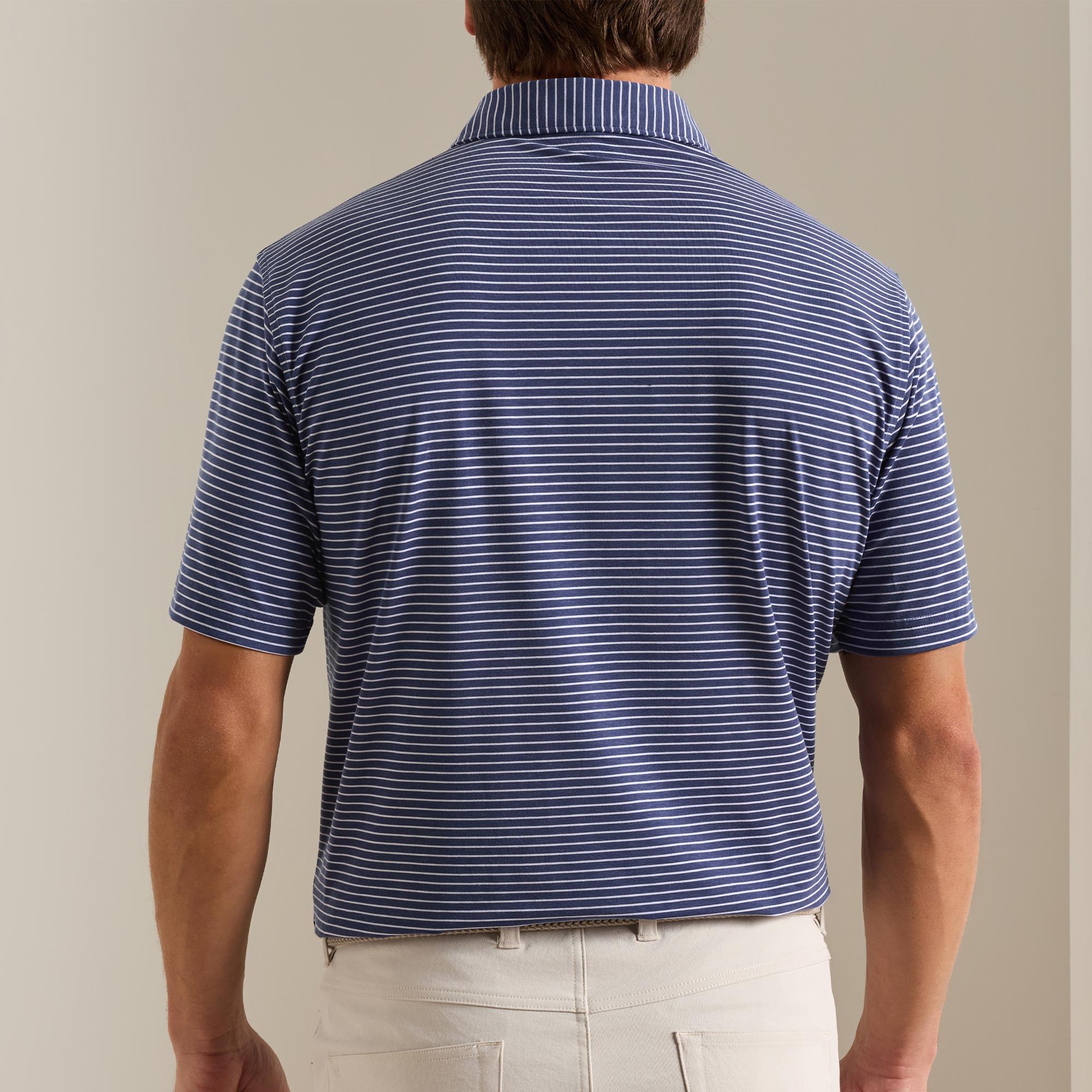 Peter Millar ETC Stripe Performance Jersey Mens Golf Polo Shirt Bali Blue