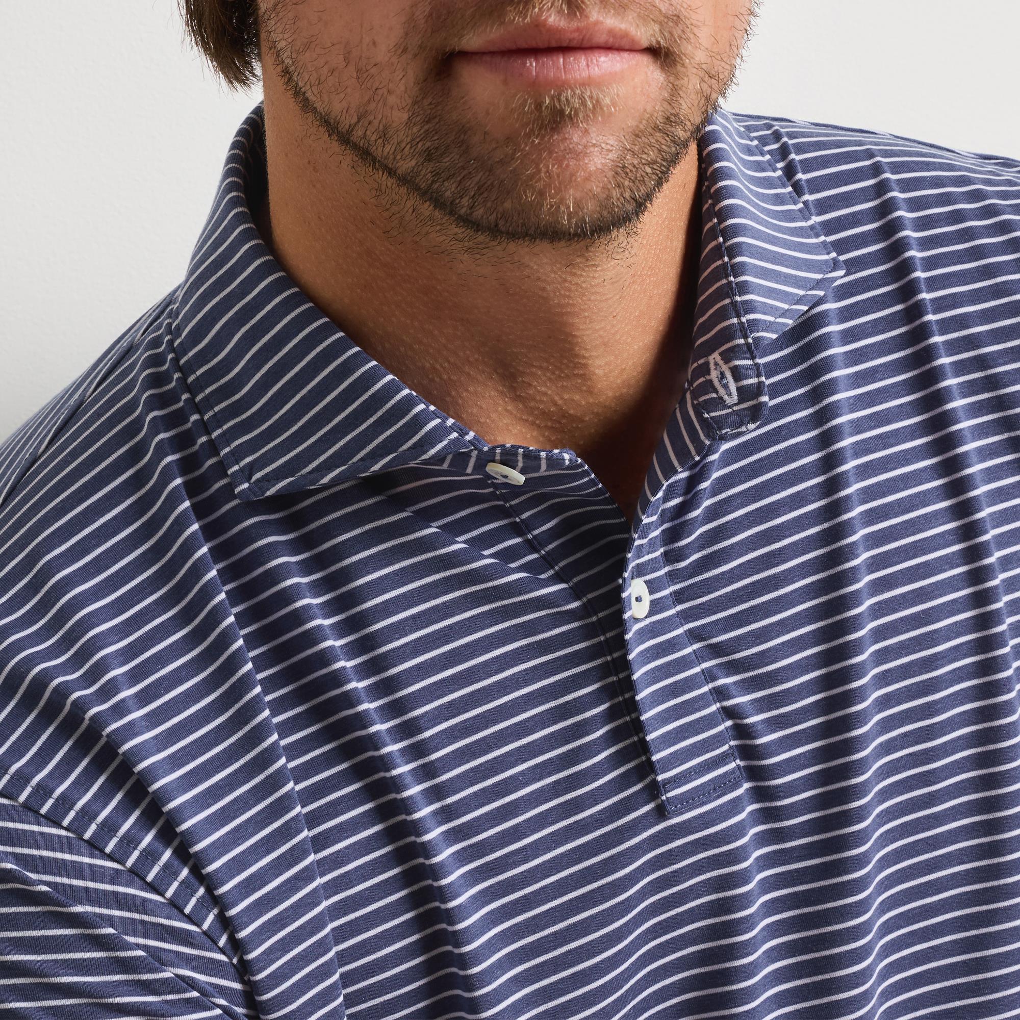 Peter Millar ETC Stripe Performance Jersey Mens Golf Polo Shirt Bali Blue