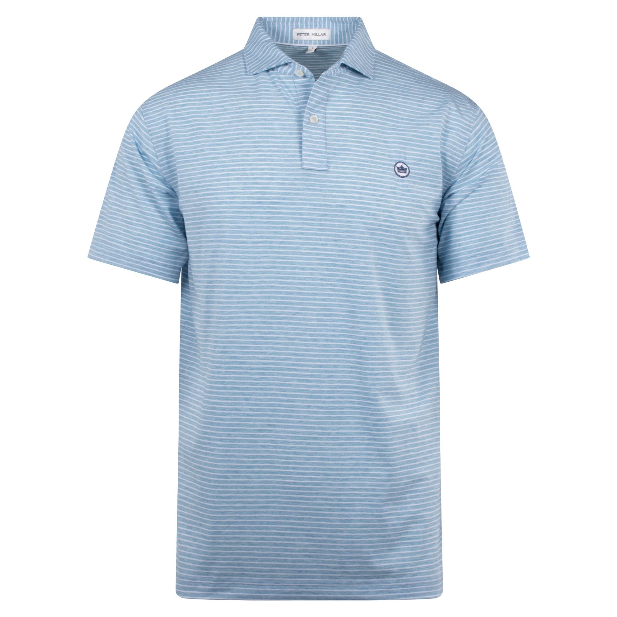 Peter Millar ETC Stripe Performance Jersey Mens Golf Polo Shirt Cottage Blue