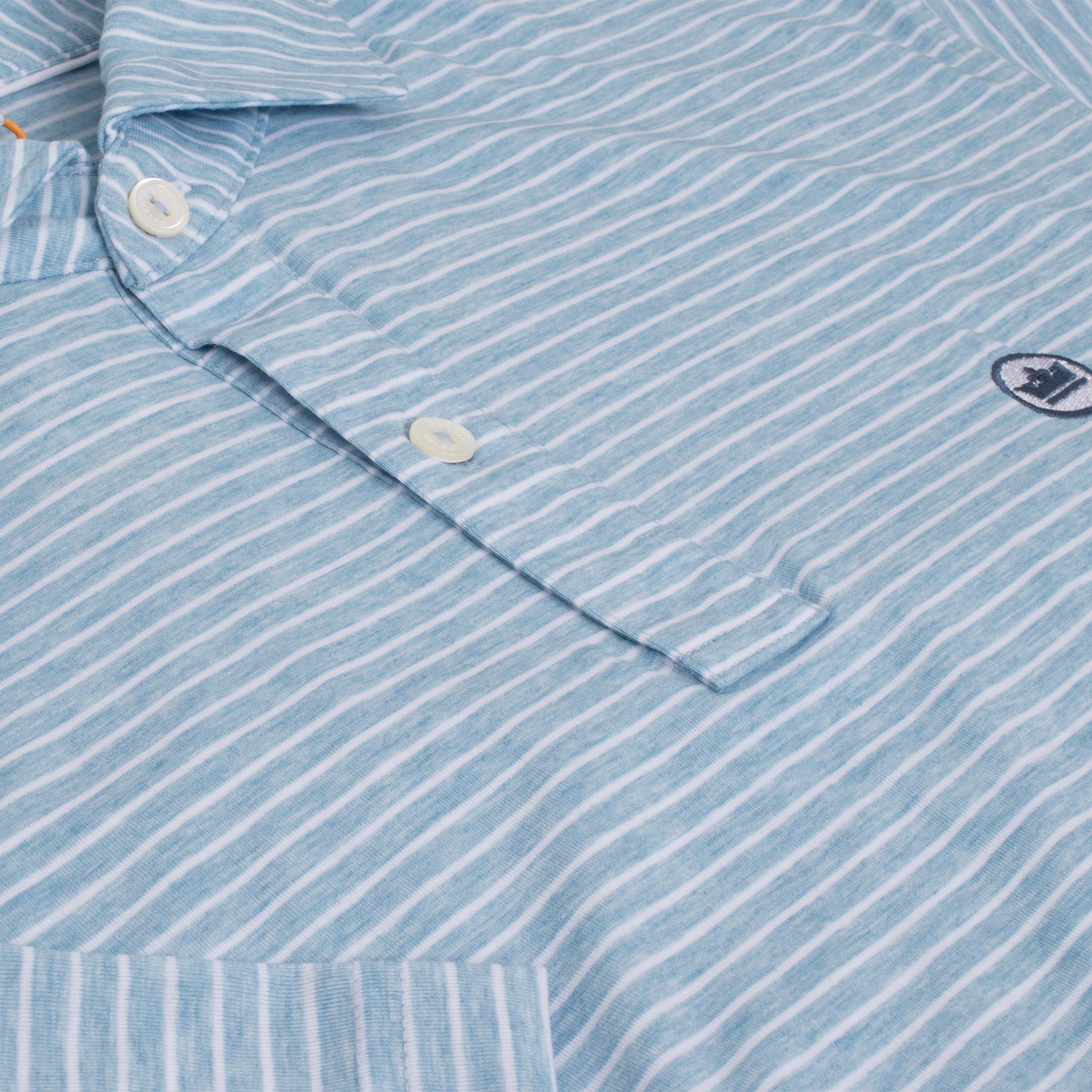 Peter Millar ETC Stripe Performance Jersey Mens Golf Polo Shirt Cottage Blue