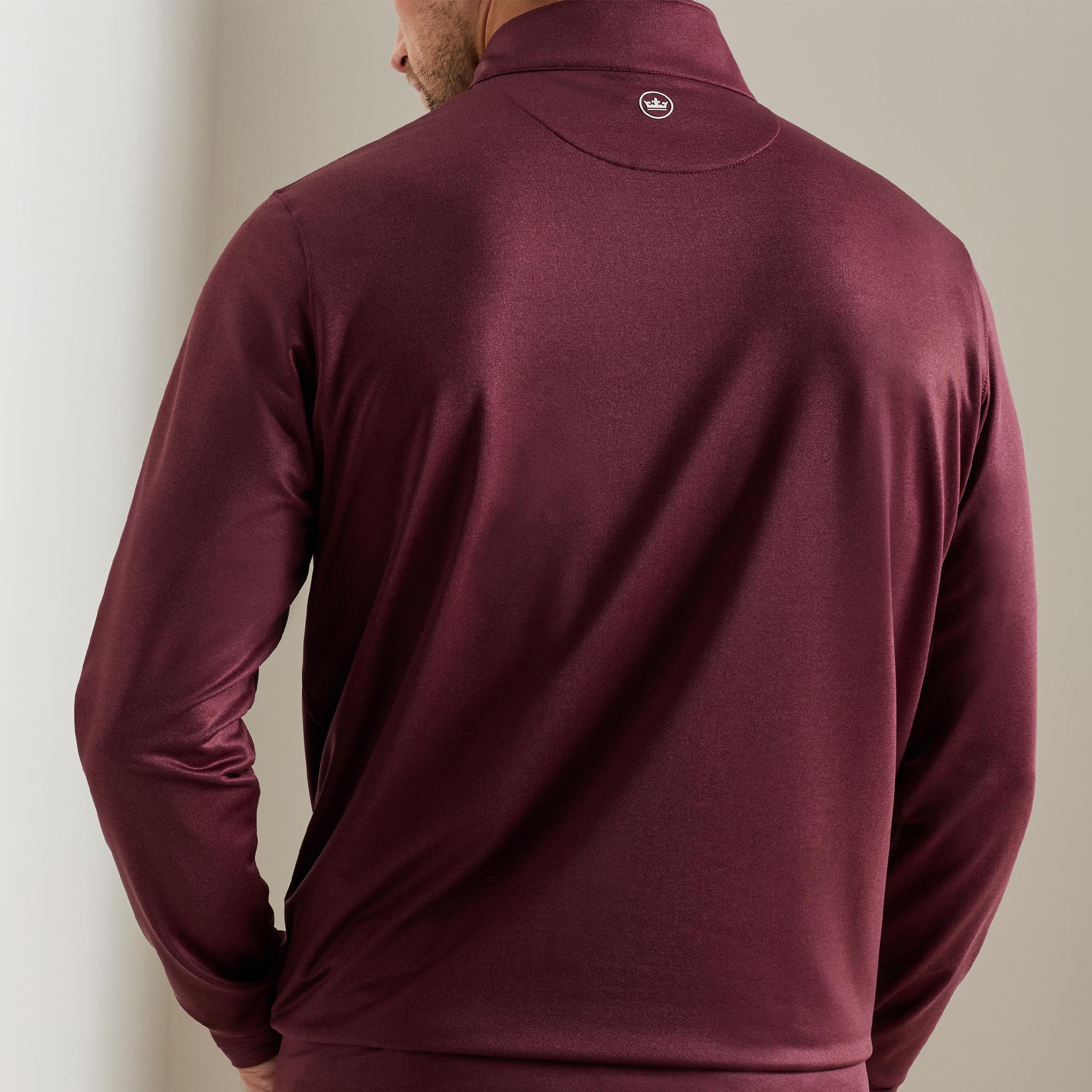 Peter Millar Perth Herringbone Performance Quarter Zip Mens Golf Mid Layer Bordeaux