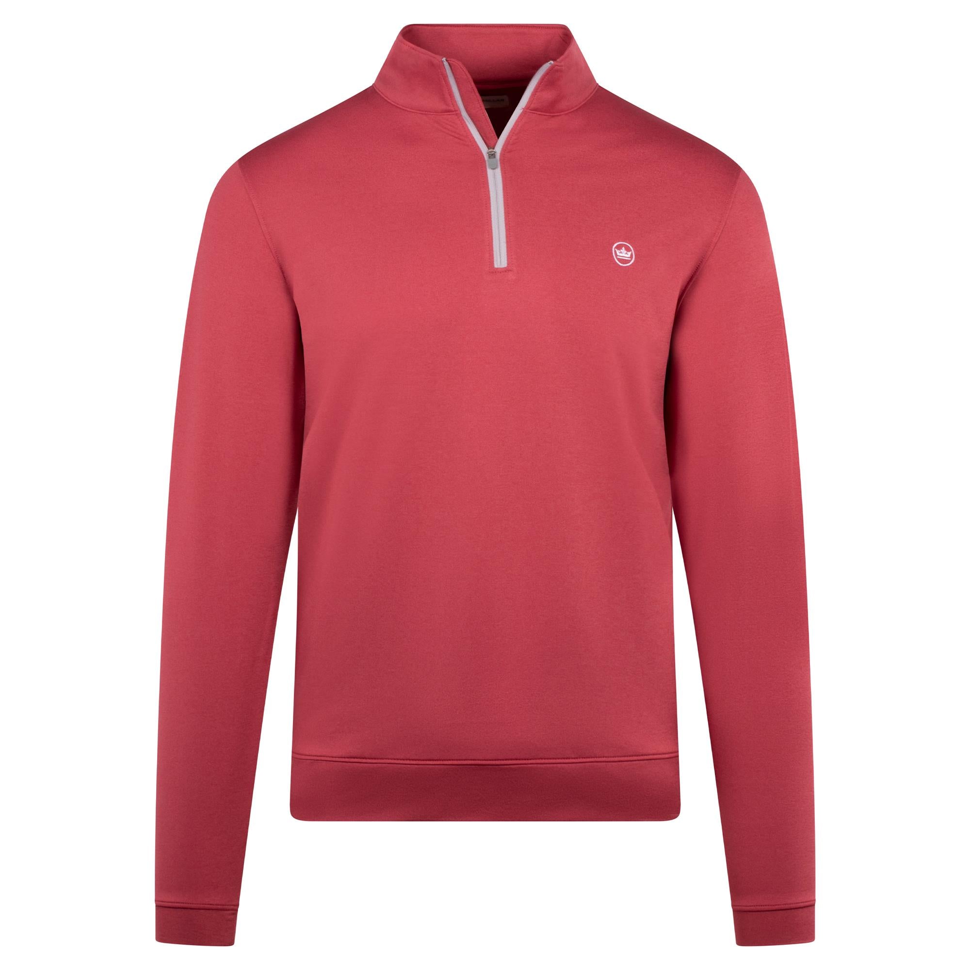 Peter Millar Perth Melange Performance Quarter Zip Mens Golf Mid Layer Red Coral