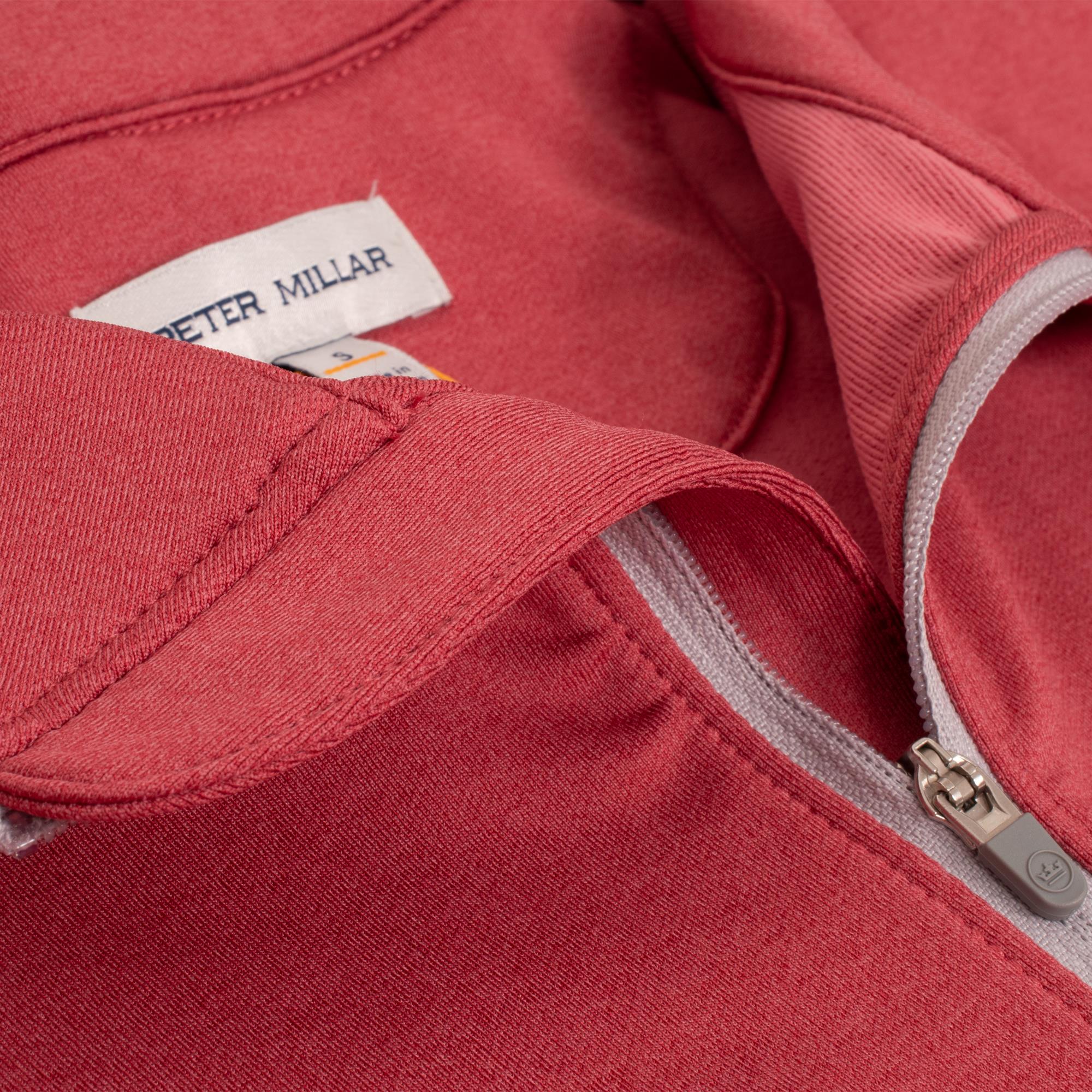 Peter Millar Perth Melange Performance Quarter Zip Mens Golf Mid Layer Red Coral
