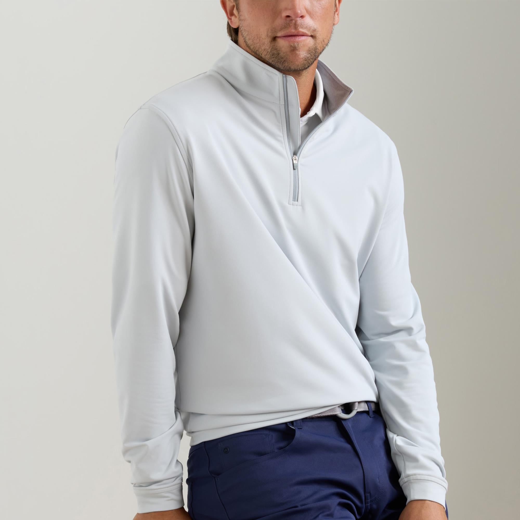 Peter Millar Perth Stretch 1/4 Zip Mid Layer British Grey