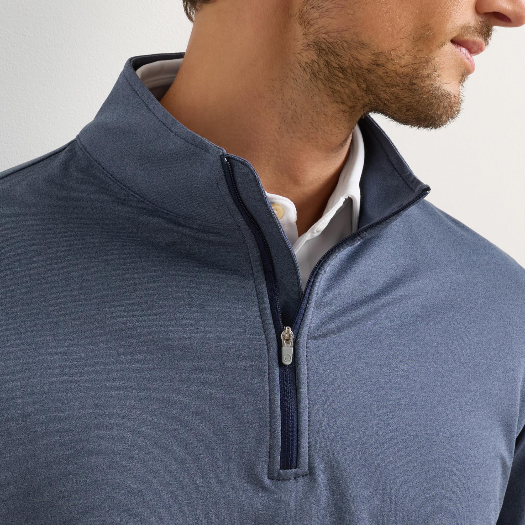 Peter Millar Perth Stretch Loop Terry Mid Layer Melange Navy