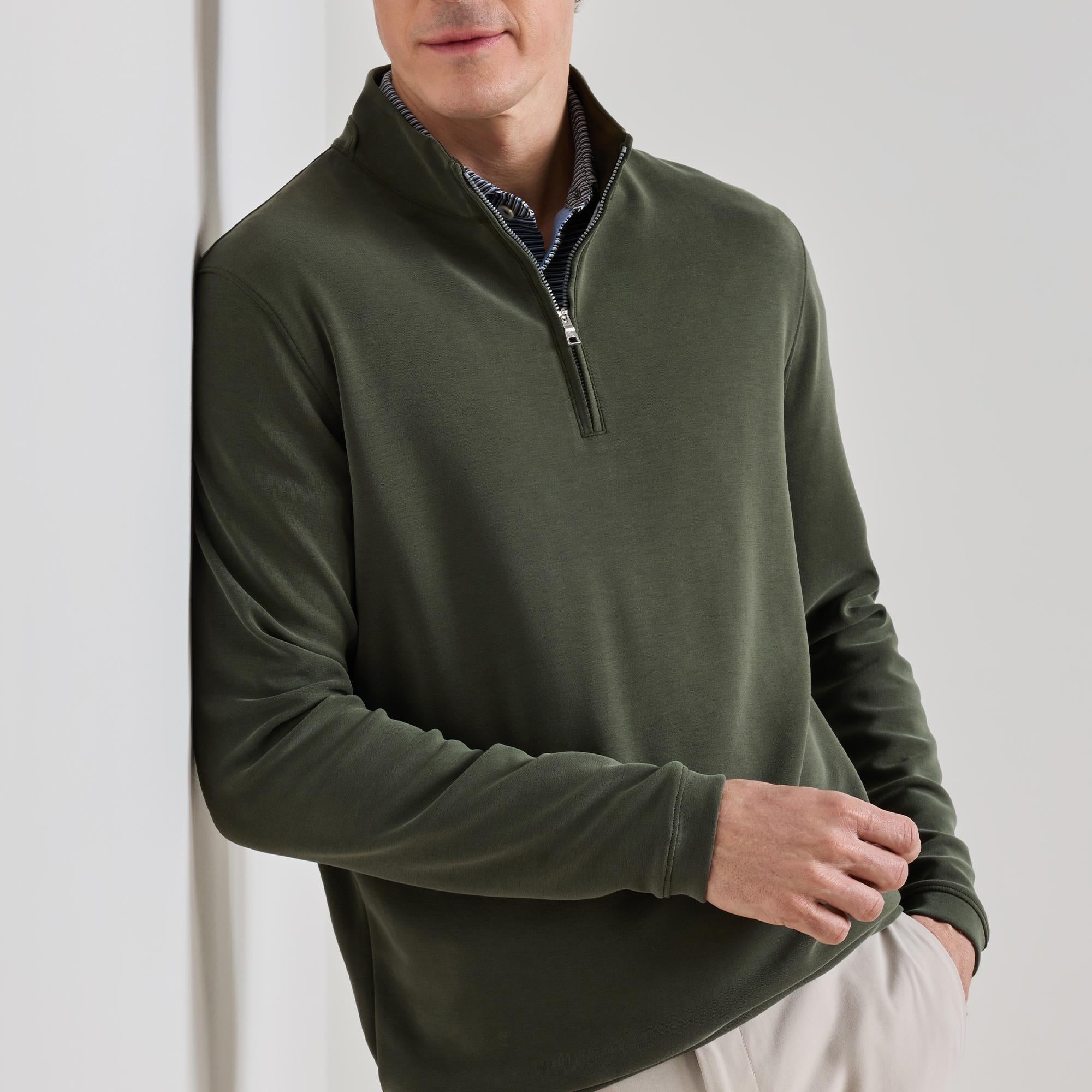 Peter Millar Soft Suede Performance Quarter Zip Mens Golf Mid Layer