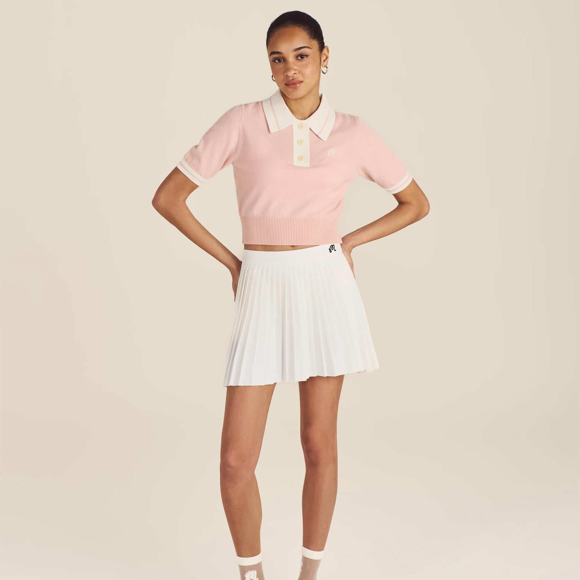 Malbon Golf Womens Icons Mikayla Knit Ladies Polo Dusty Rose