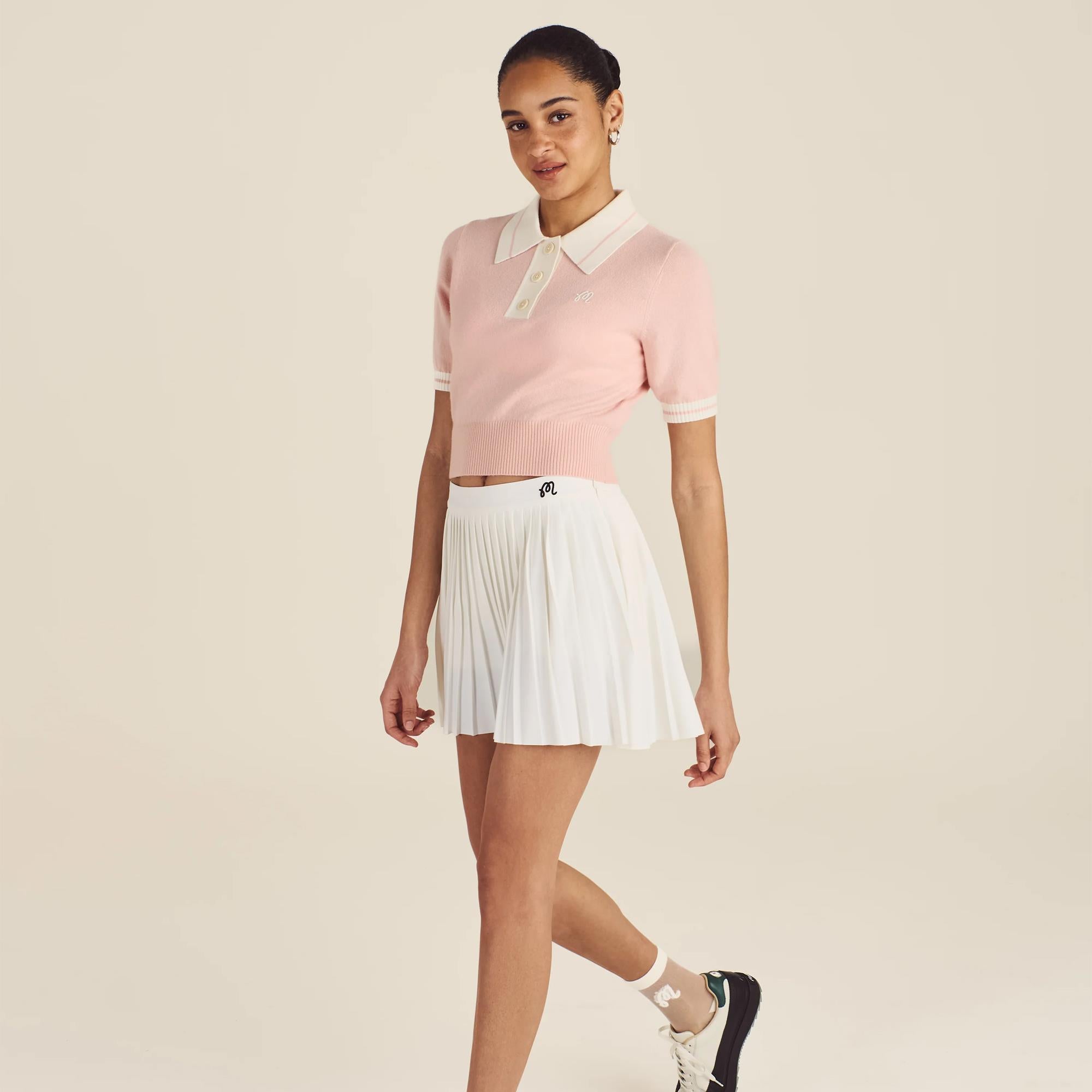 Malbon Golf Womens Icons Mikayla Knit Ladies Polo Dusty Rose