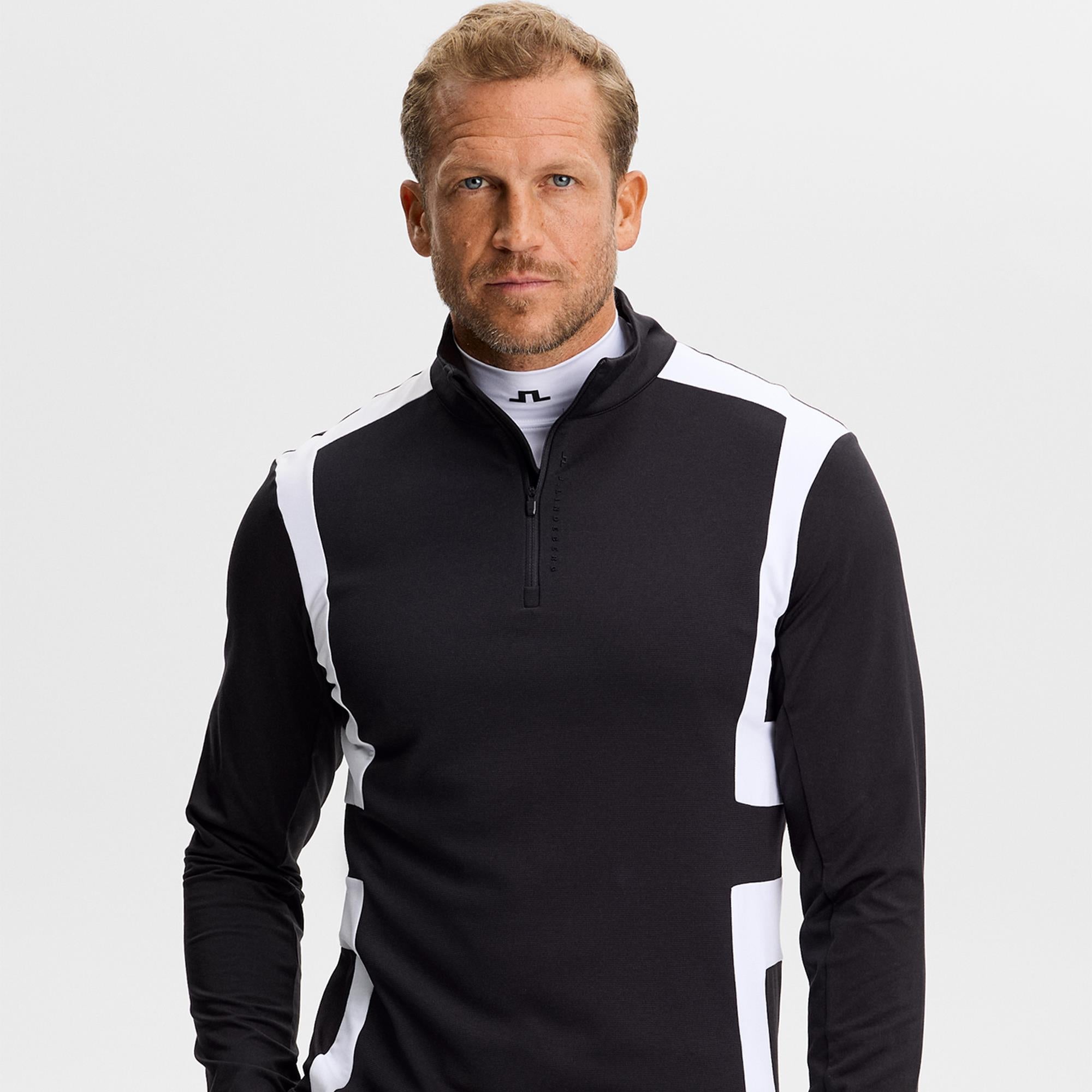 J Lindeberg Finn Quarter Zip Mens Golf Mid Layer Black