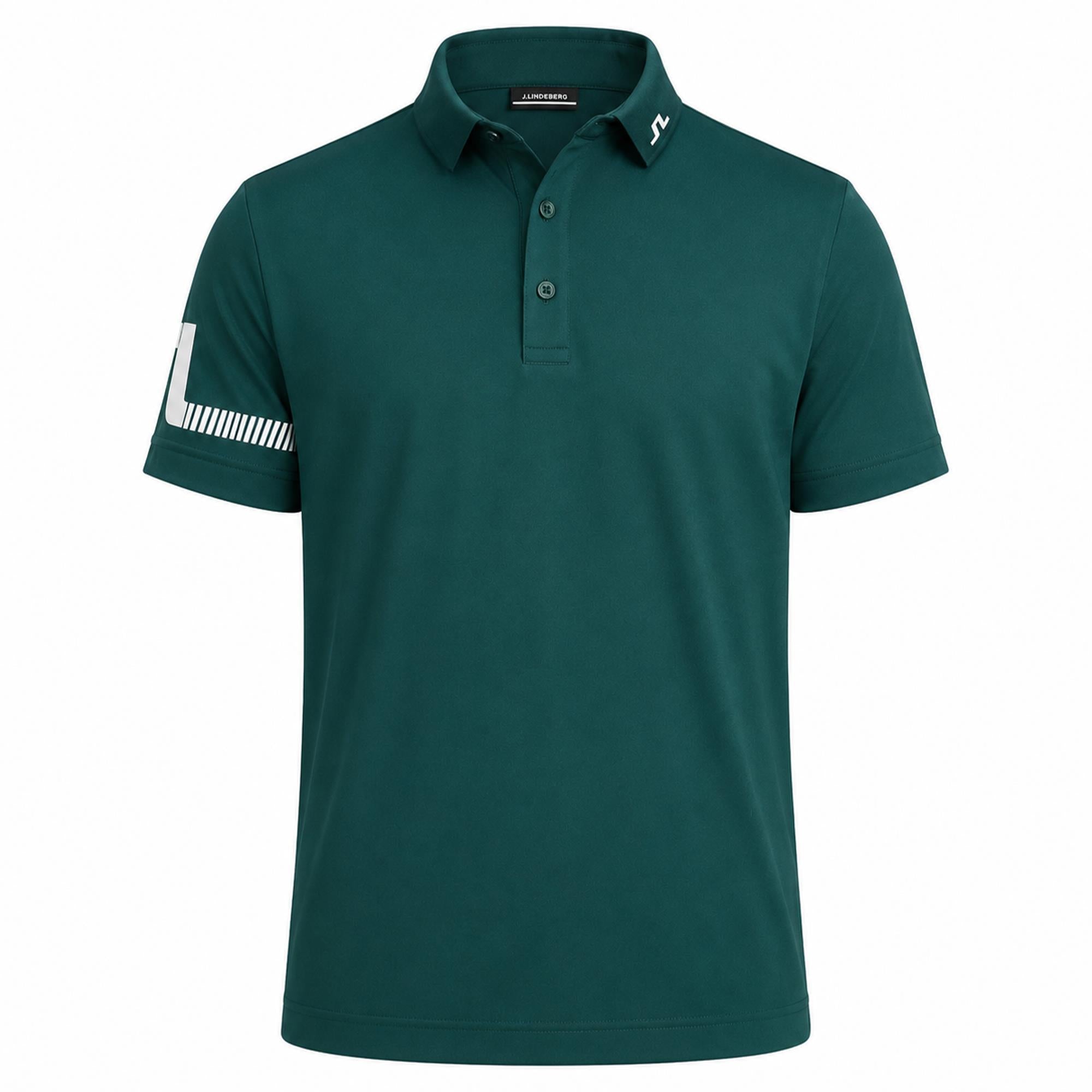 J Lindeberg Heath Mens Golf Polo Shirt Forest Biome-M