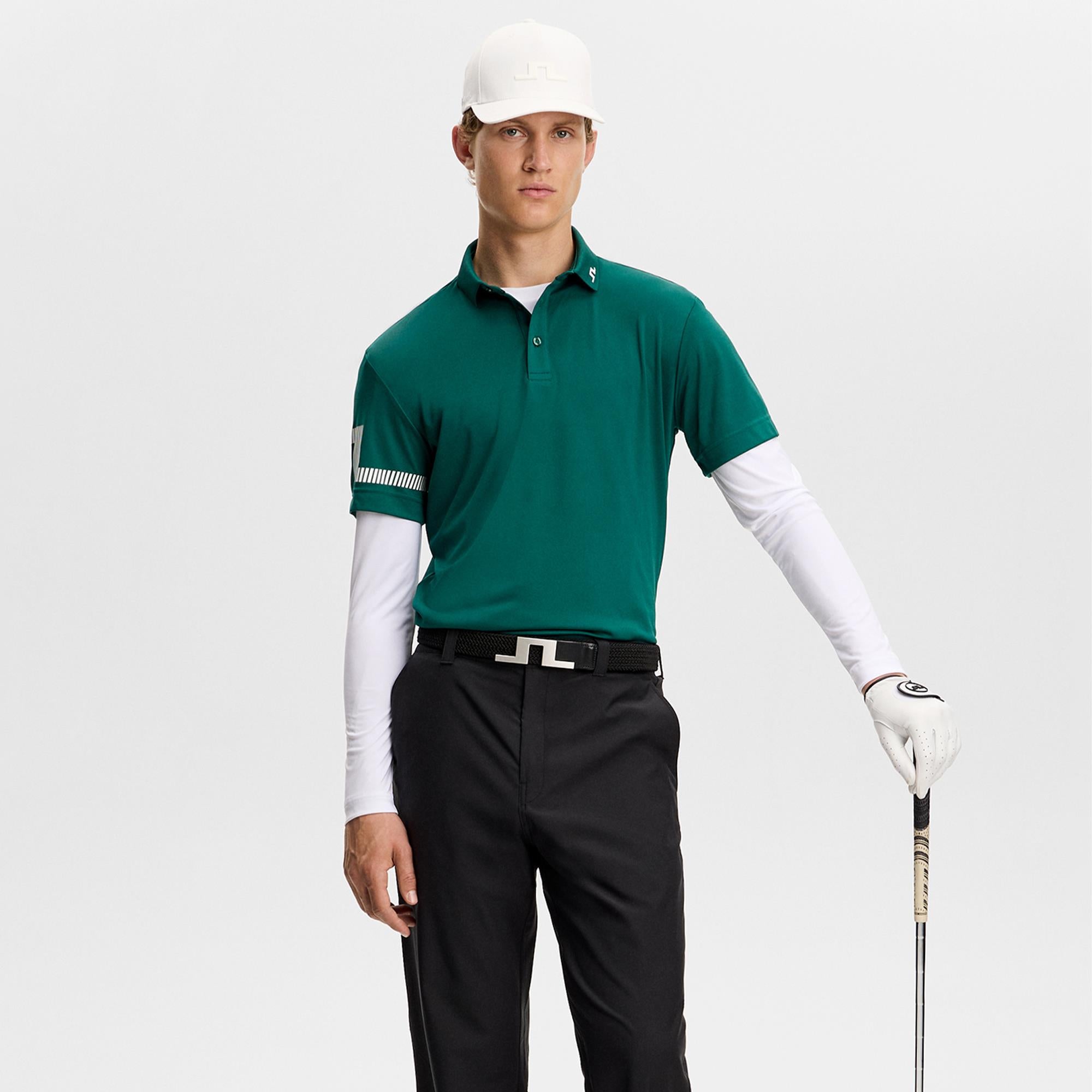 J Lindeberg Heath Mens Golf Polo Shirt Forest Biome-M