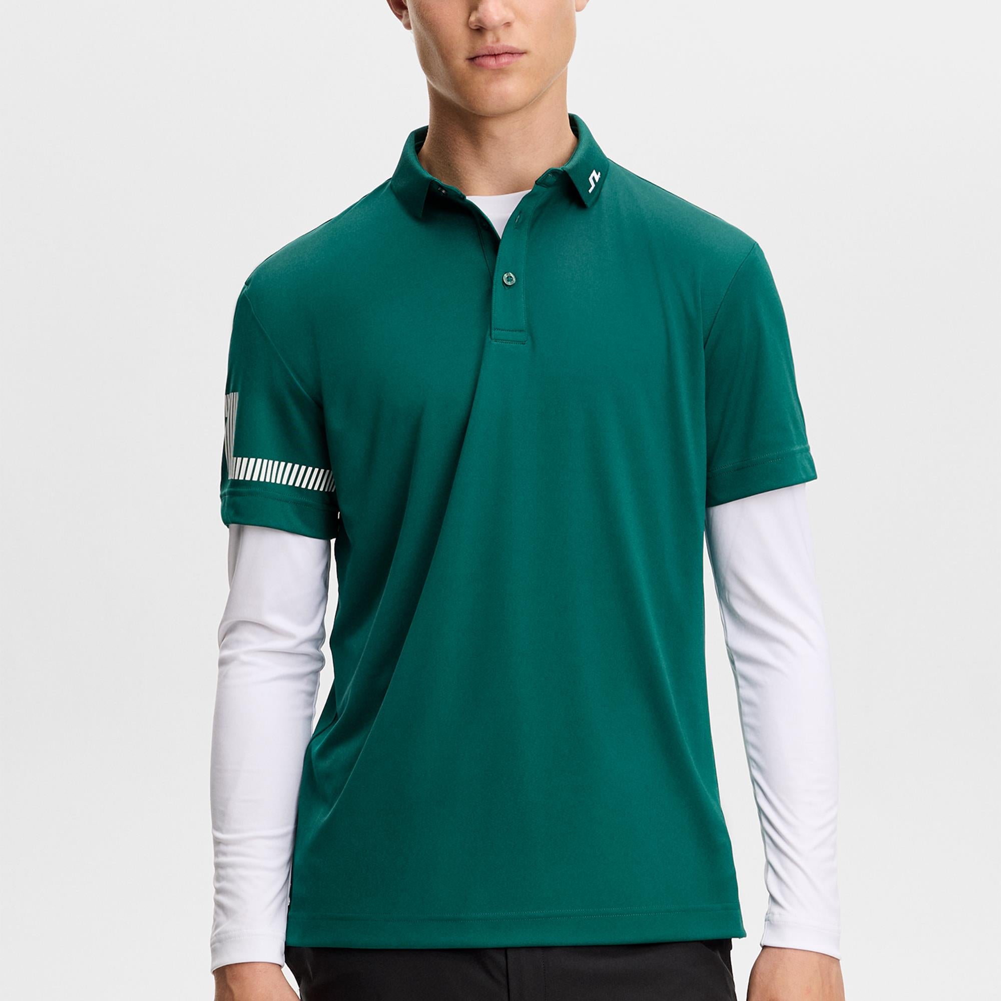 J Lindeberg Heath Mens Golf Polo Shirt Forest Biome-M