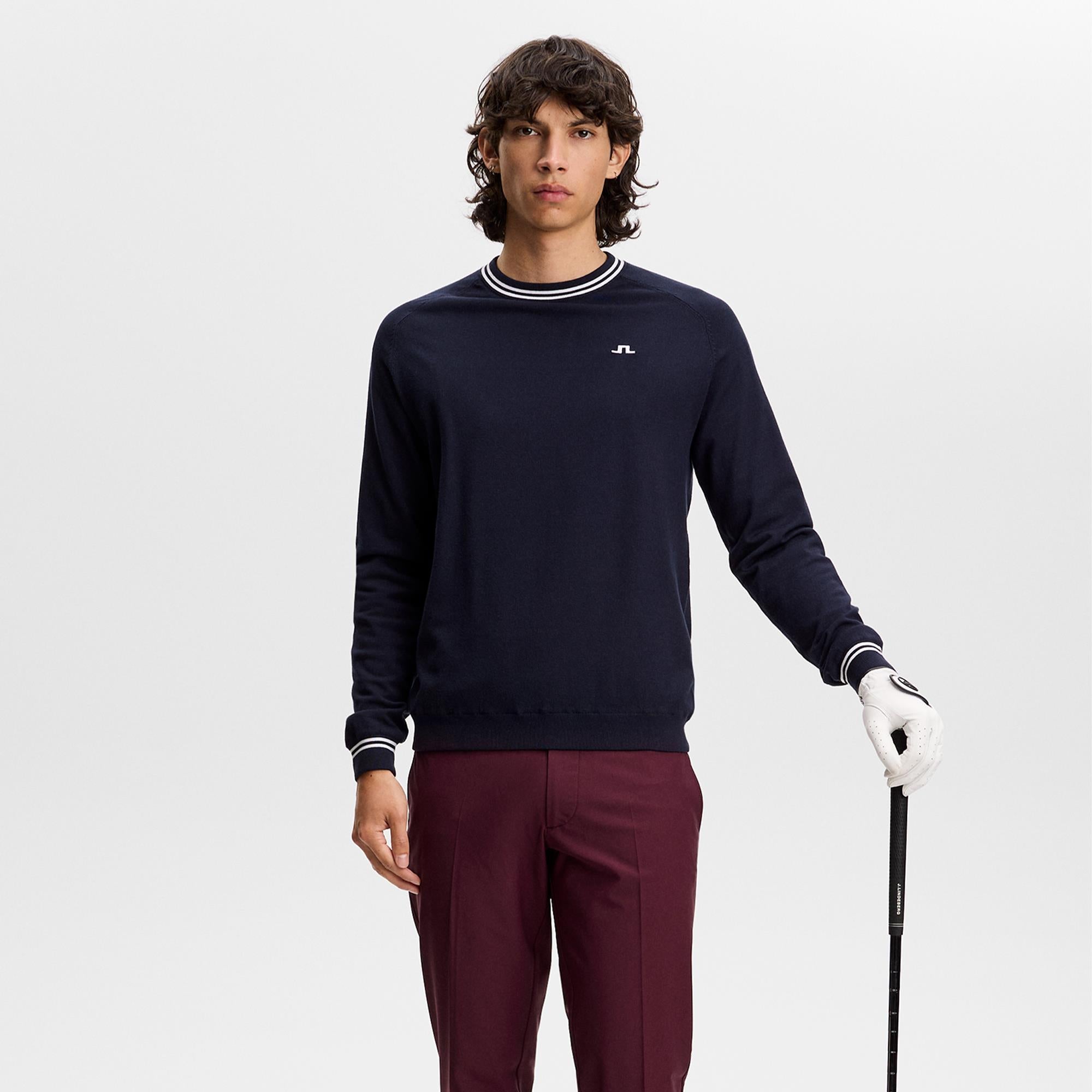 J Lindeberg Kenny Windbreaker Knit Mens Golf Sweater Navy