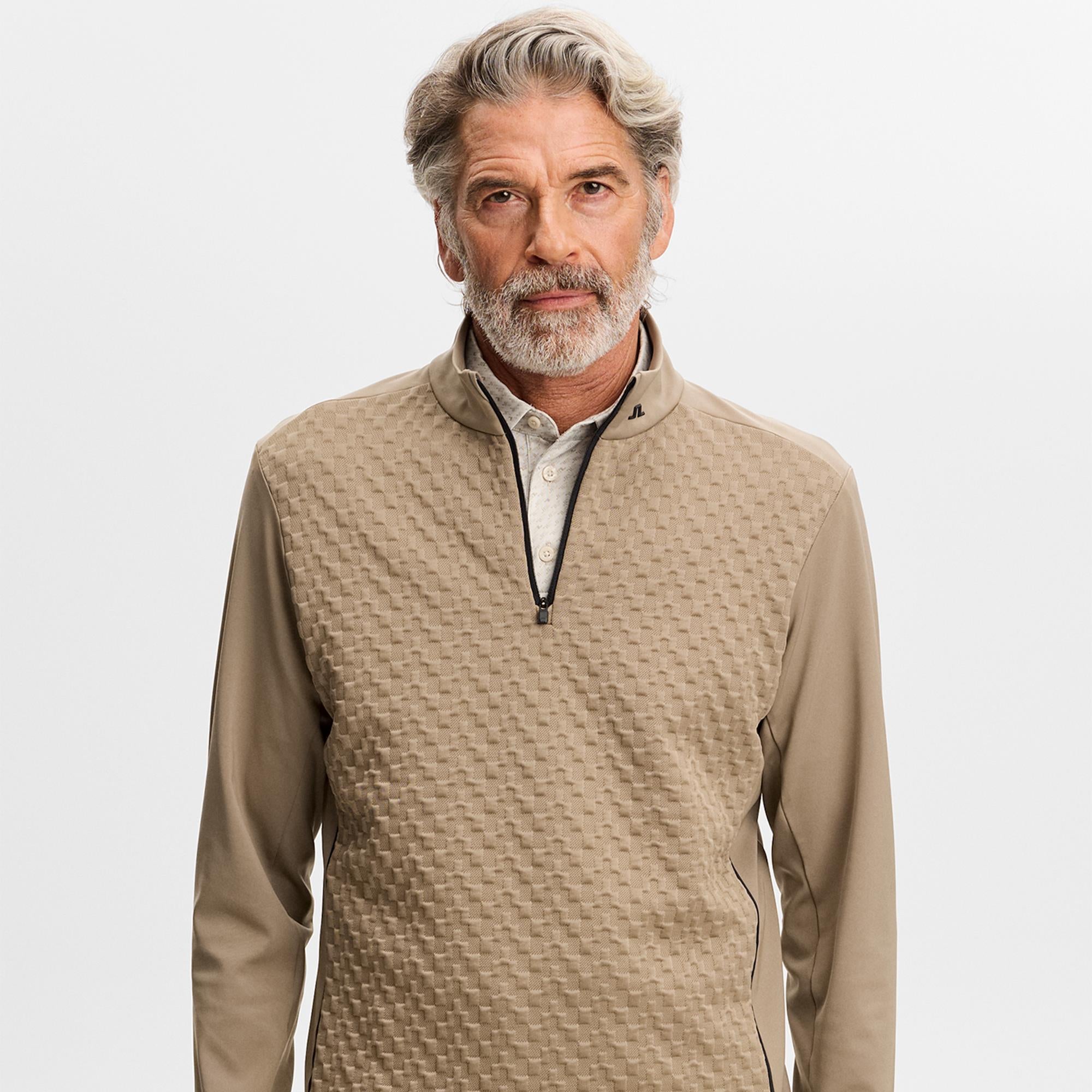 J Lindeberg Lassy Quarter Zip Mens Golf Mid Layer Brindle