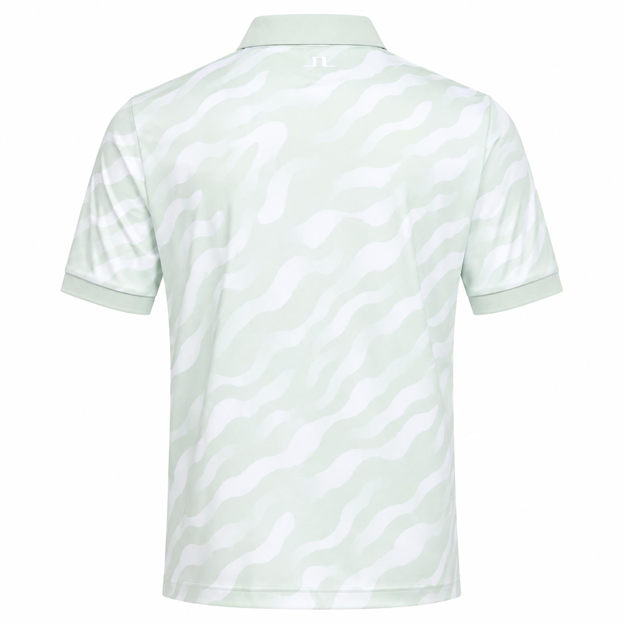J Lindeberg Tour Tech Print Mens Golf Polo Shirt Bunker Fade Subtle Green white