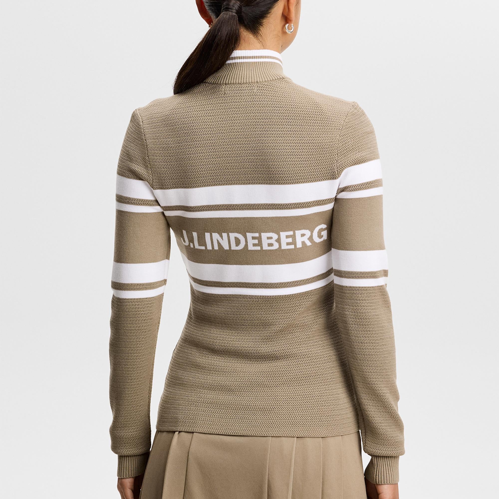 J Lindeberg Ariadne Knit Ladies Quarter Zip Golf Sweater Brindle