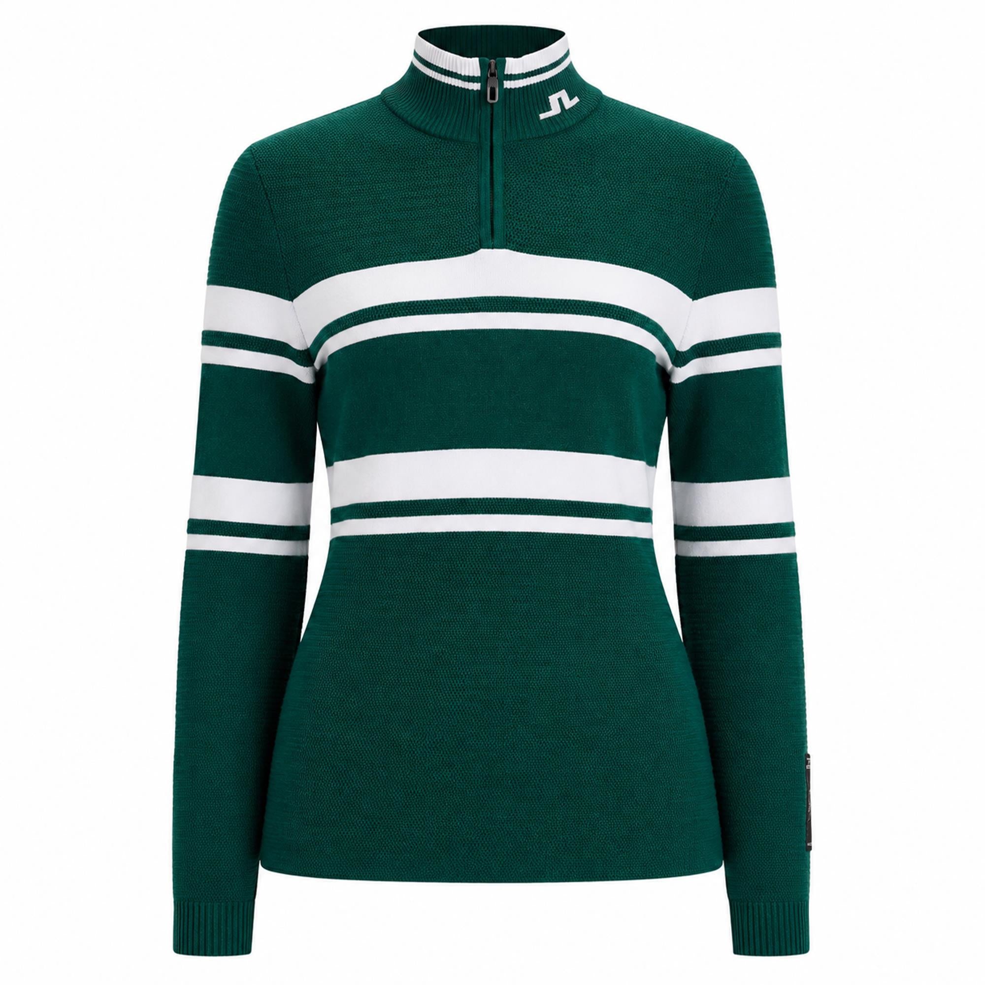 J Lindeberg Ariadne Knit Ladies Quarter Zip Golf Sweater Forest Biome