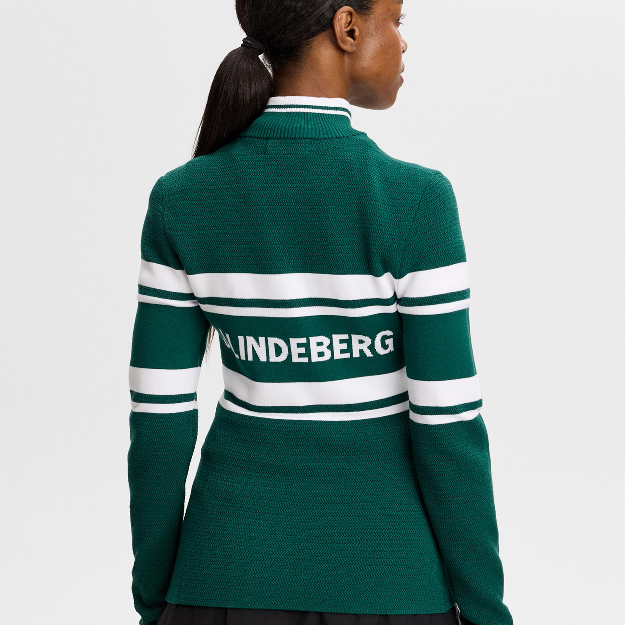 J Lindeberg Ariadne Knit Ladies Quarter Zip Golf Sweater Forest Biome
