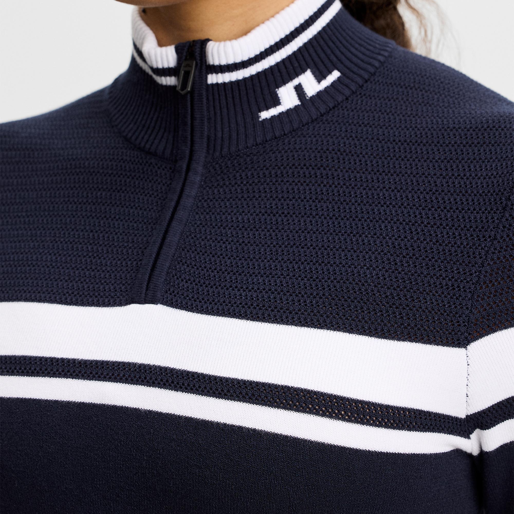 J Lindeberg Ariadne Knit Ladies Quarter Zip Golf Sweater Navy