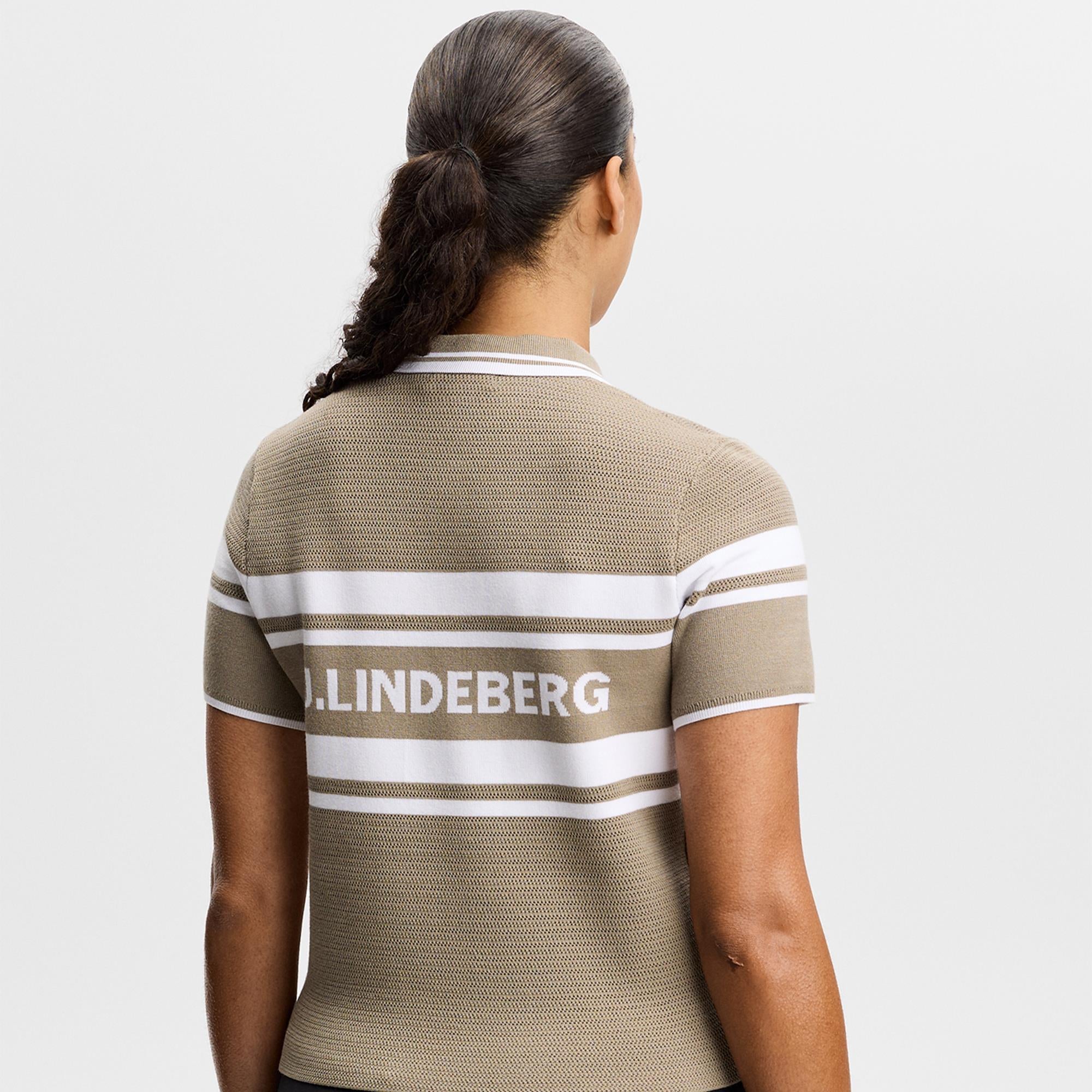 J Lindeberg Athena Knit Ladies Golf Polo Shirt Brindle