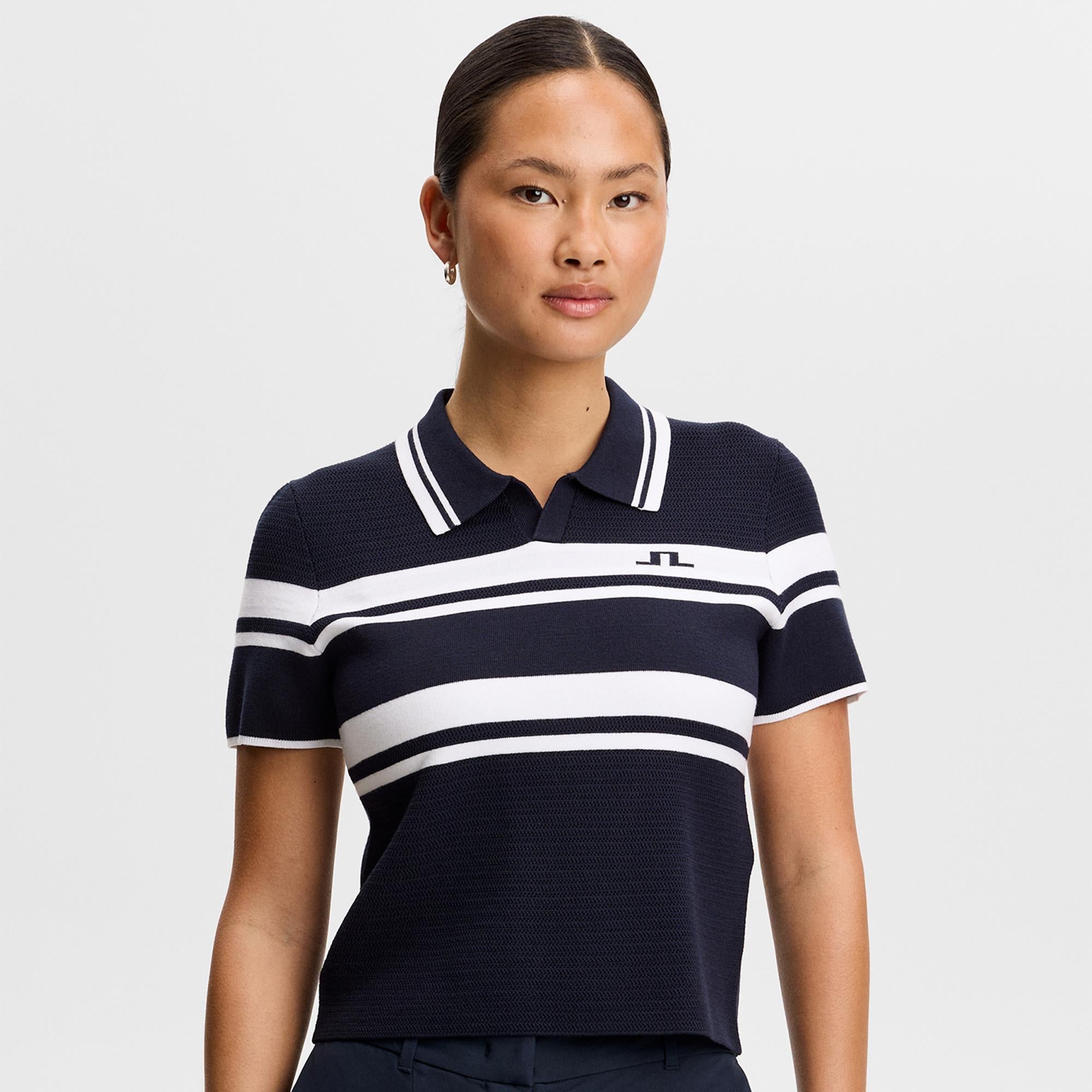 J Lindeberg Athena Knit Ladies Golf Polo Shirt Navy
