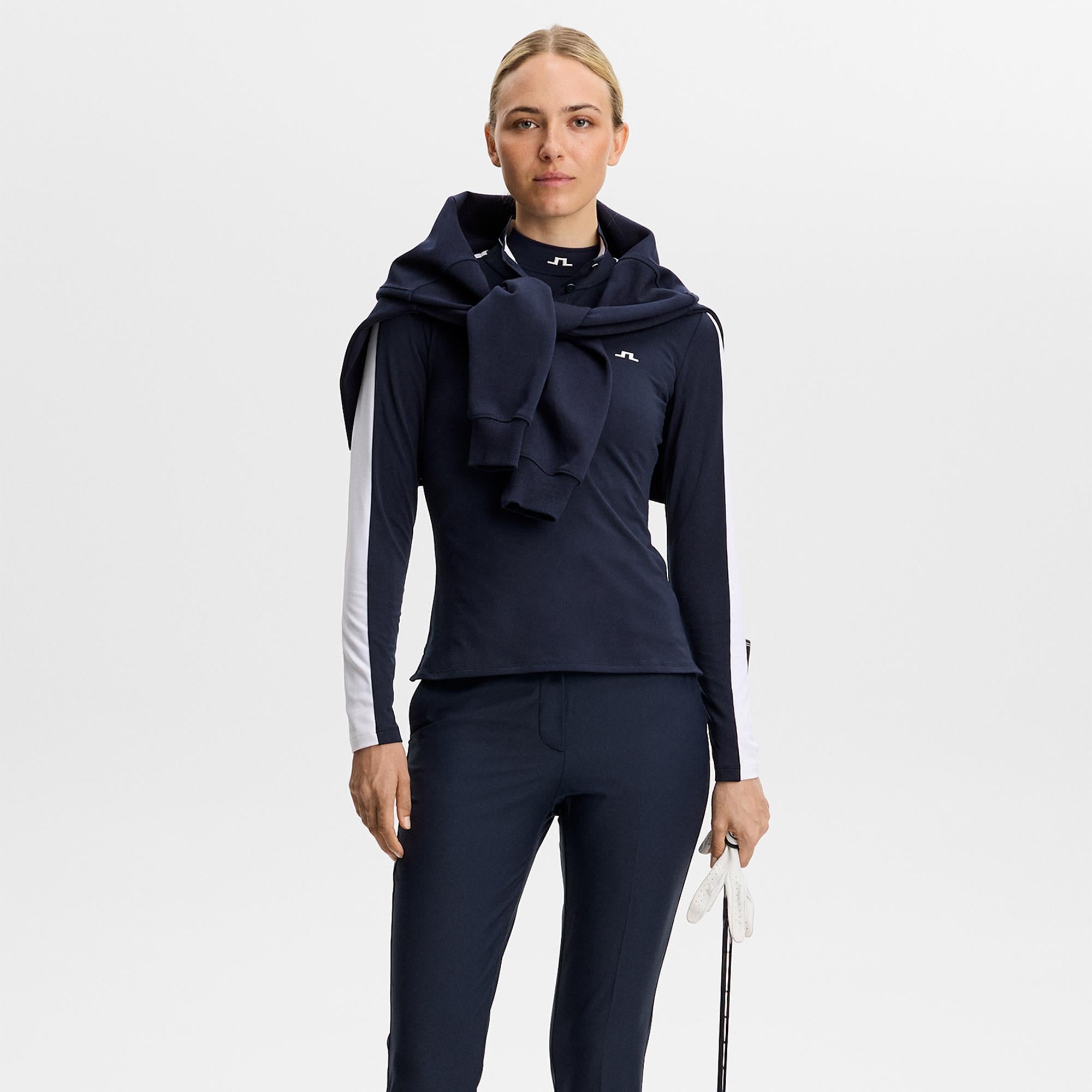 J Lindeberg Hertta Ladies Long Sleeve Polo Shirt Navy