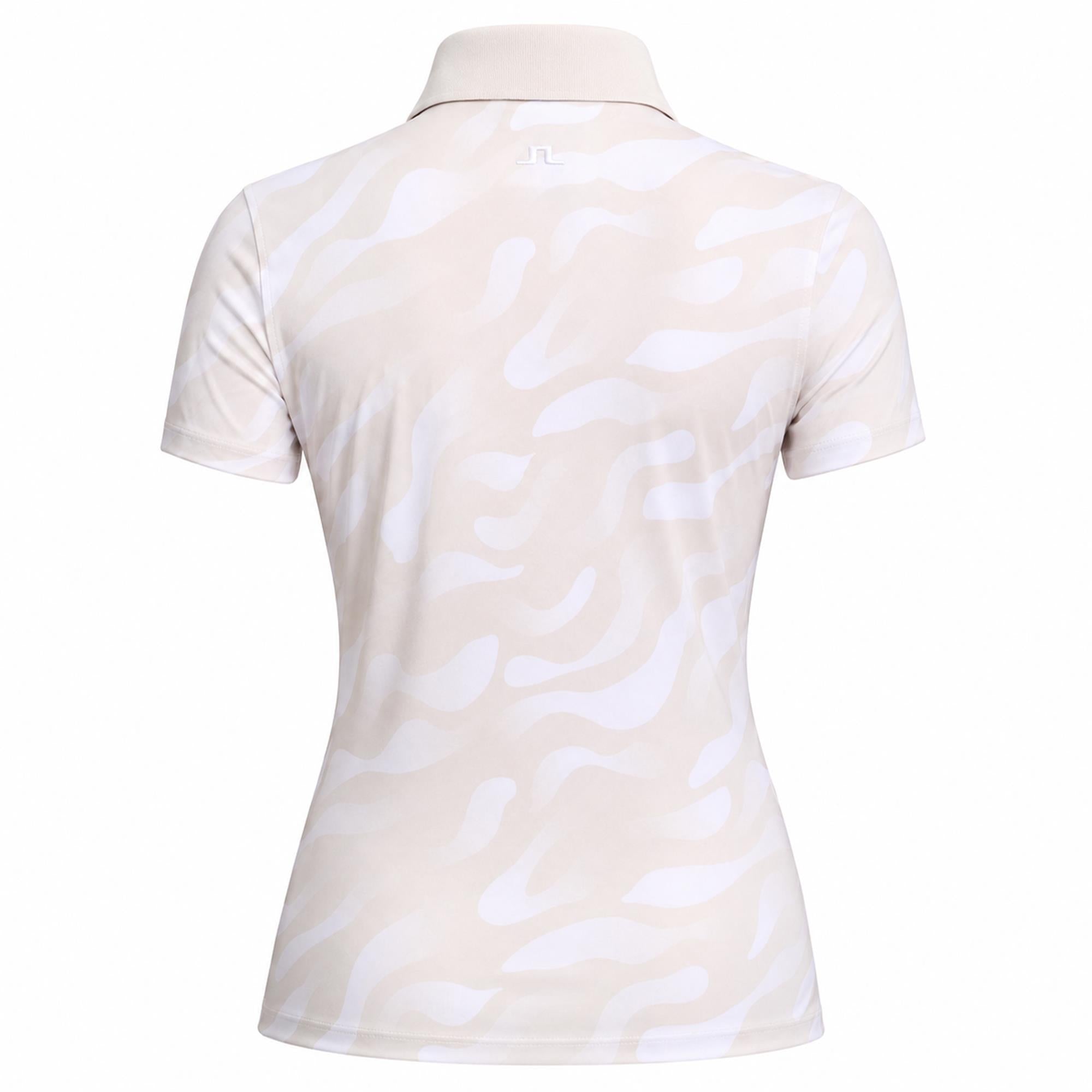 J Lindeberg Tour Tech Print Ladies Golf Polo Shirt Bunker Fade Moonbeam White