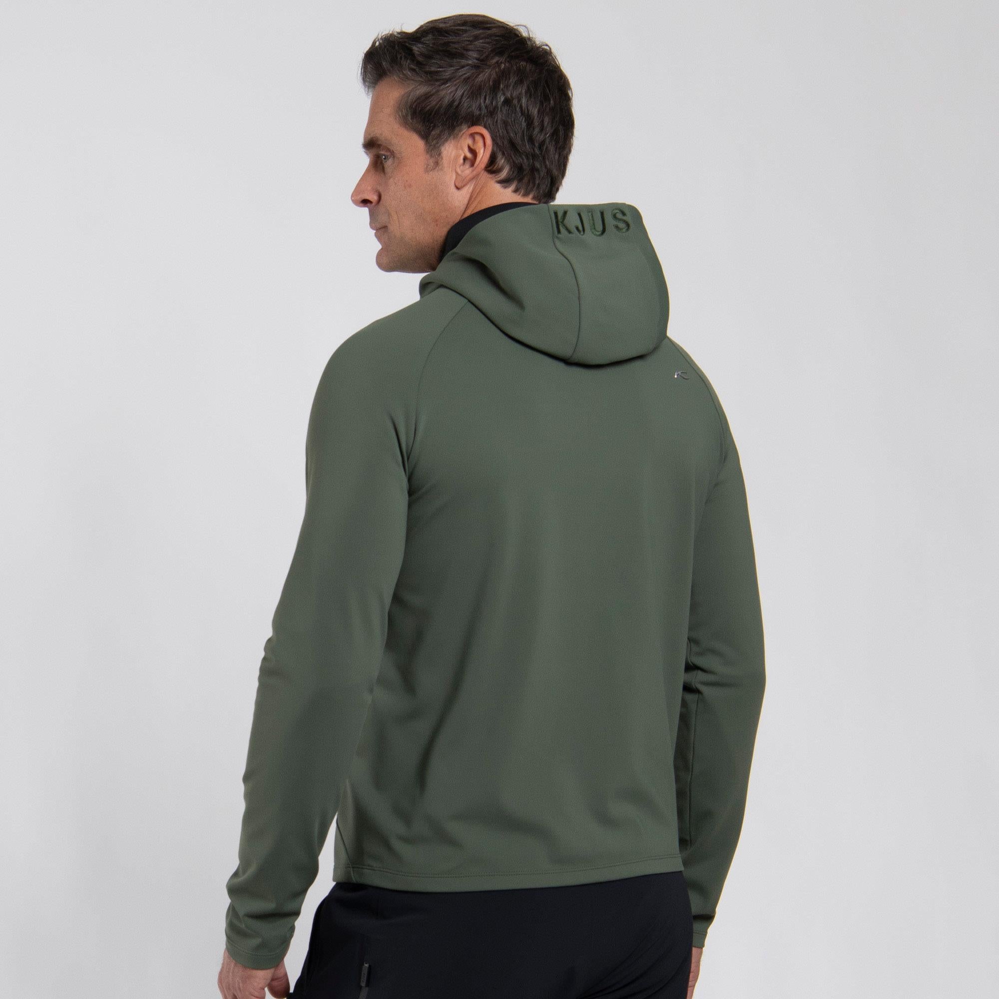 KJUS Charge Hooded Mens Golf Mid Layer Green Slate