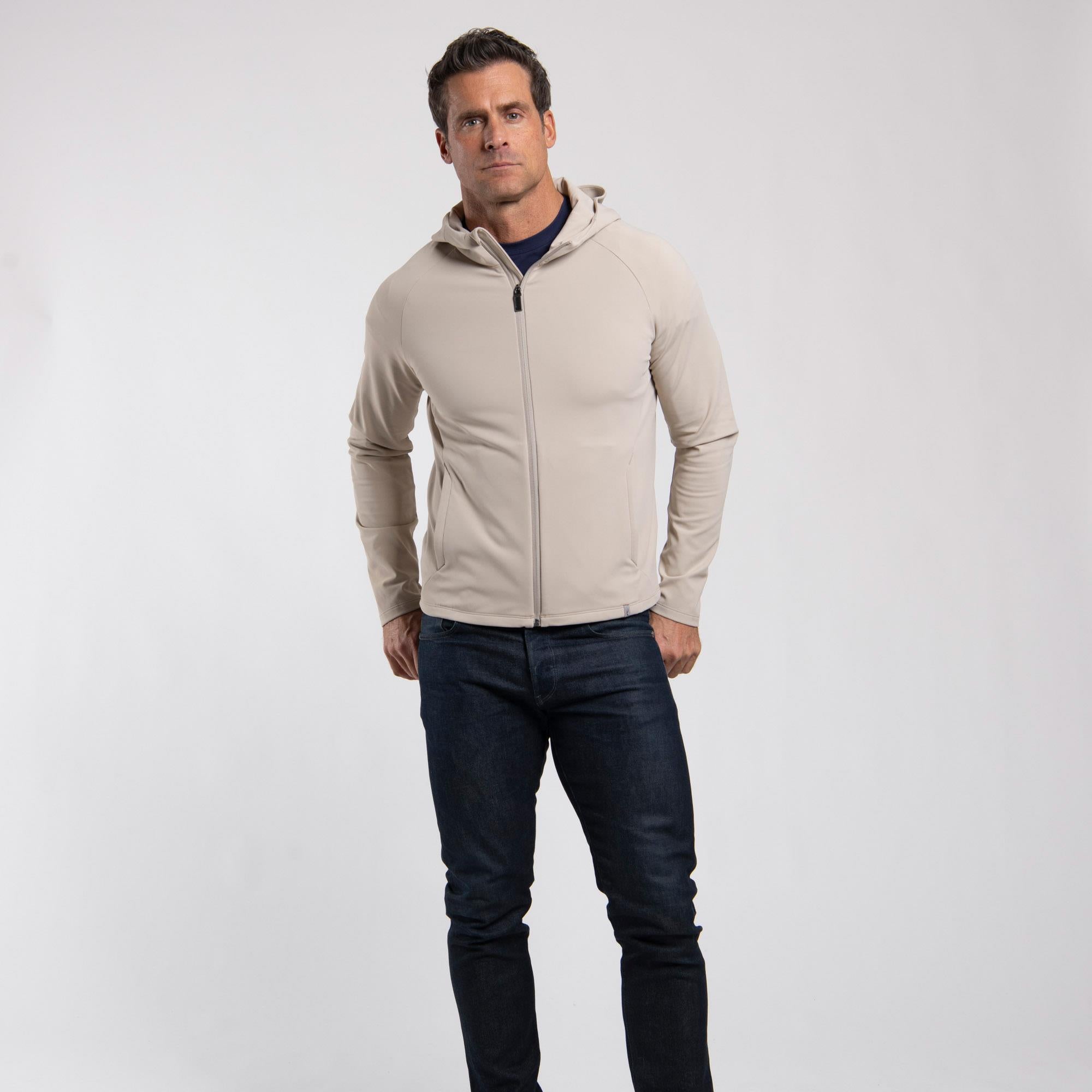 KJUS Charge Hooded Mens Golf Mid Layer Malt